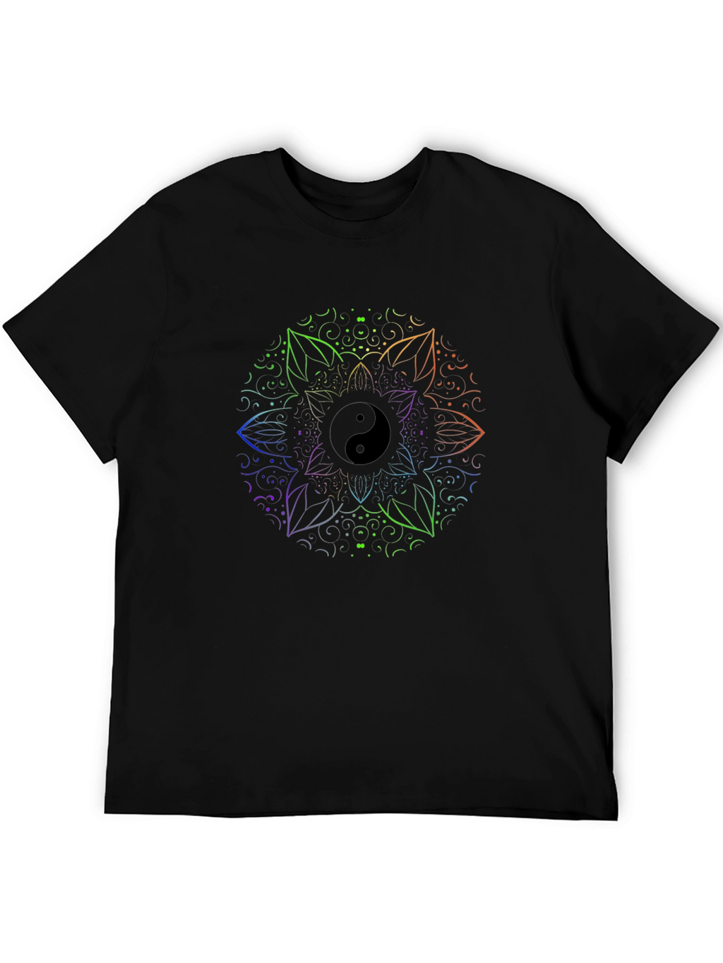 Yin Yang Mandala Mens Black T-Shirt