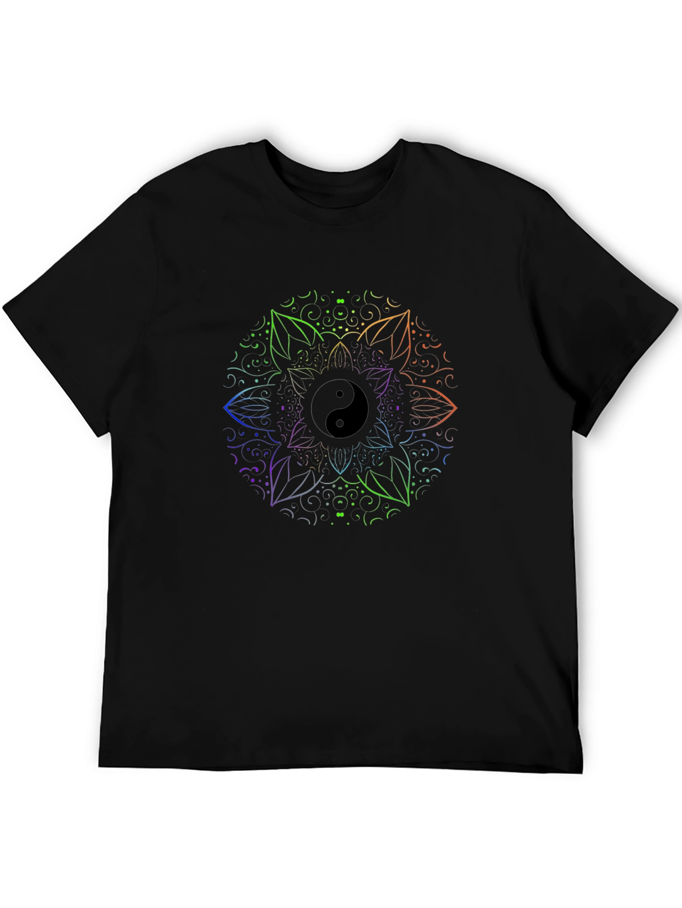 Yin Yang Mandala Mens Black T-Shirt