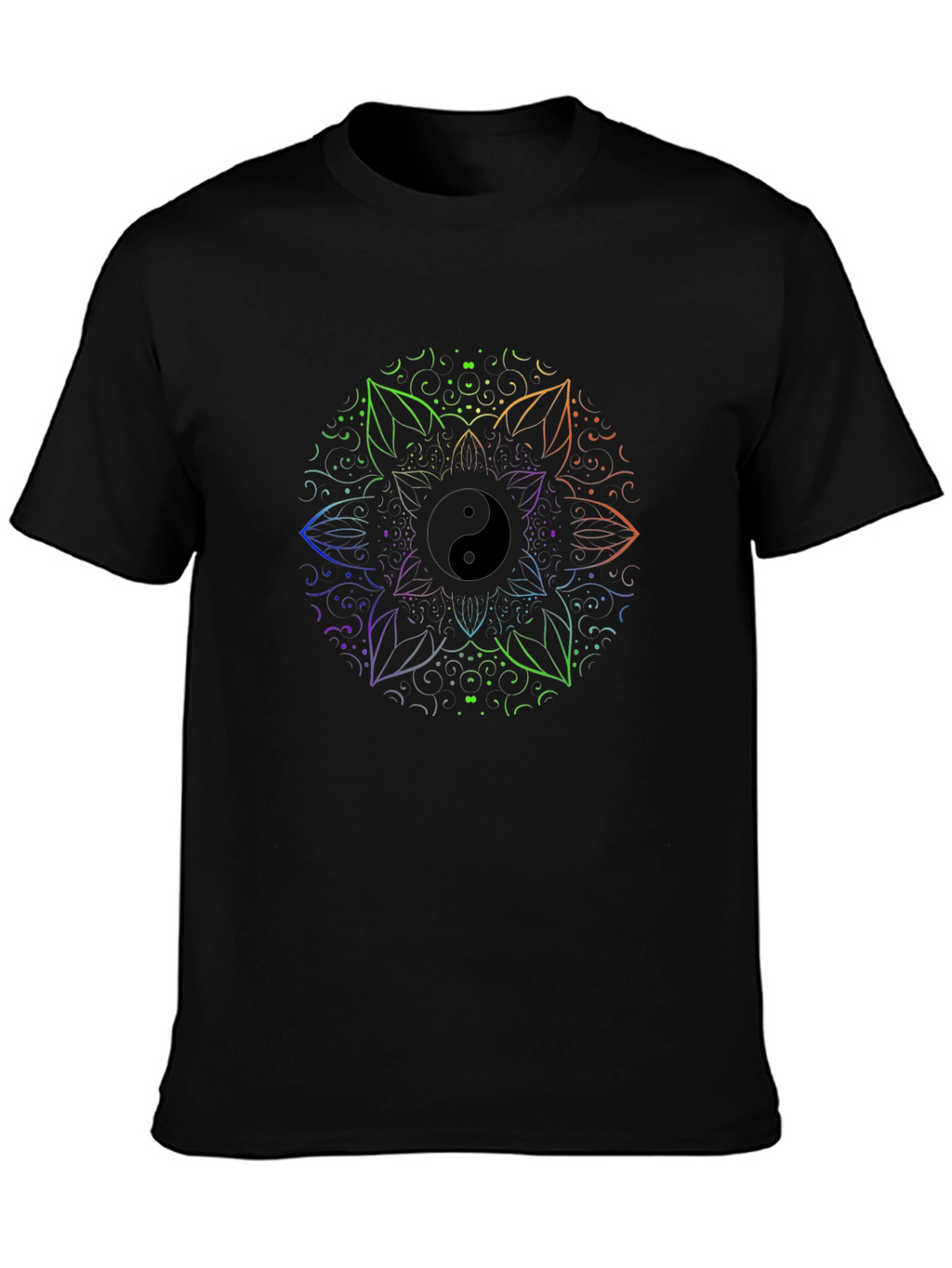 Yin Yang Mandala Mens Black T-Shirt