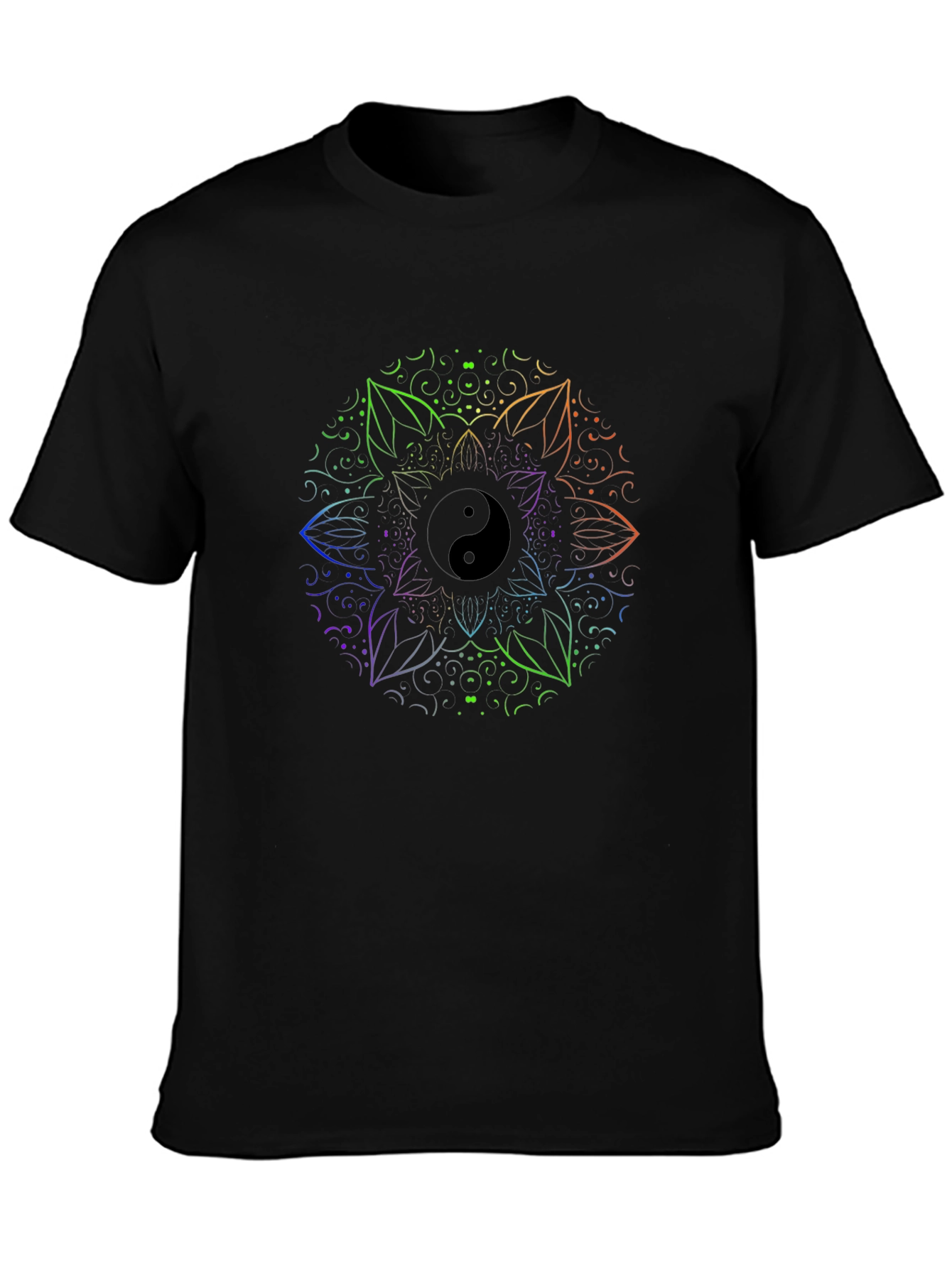 Yin Yang Mandala Mens Black T-Shirt