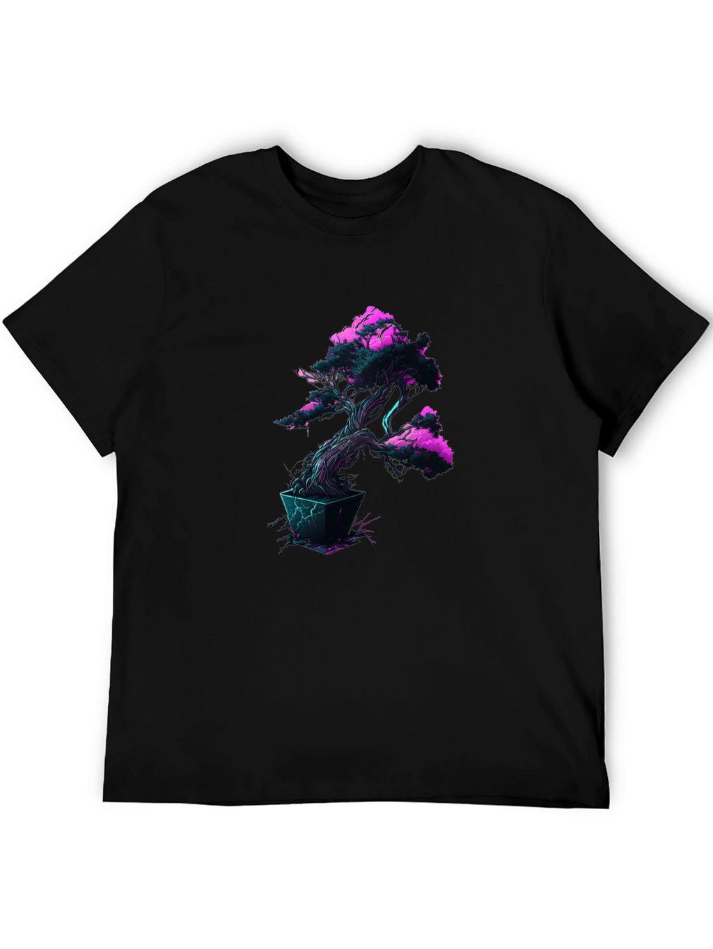 Cyberpunk Bonsai Tree Black T-Shirt