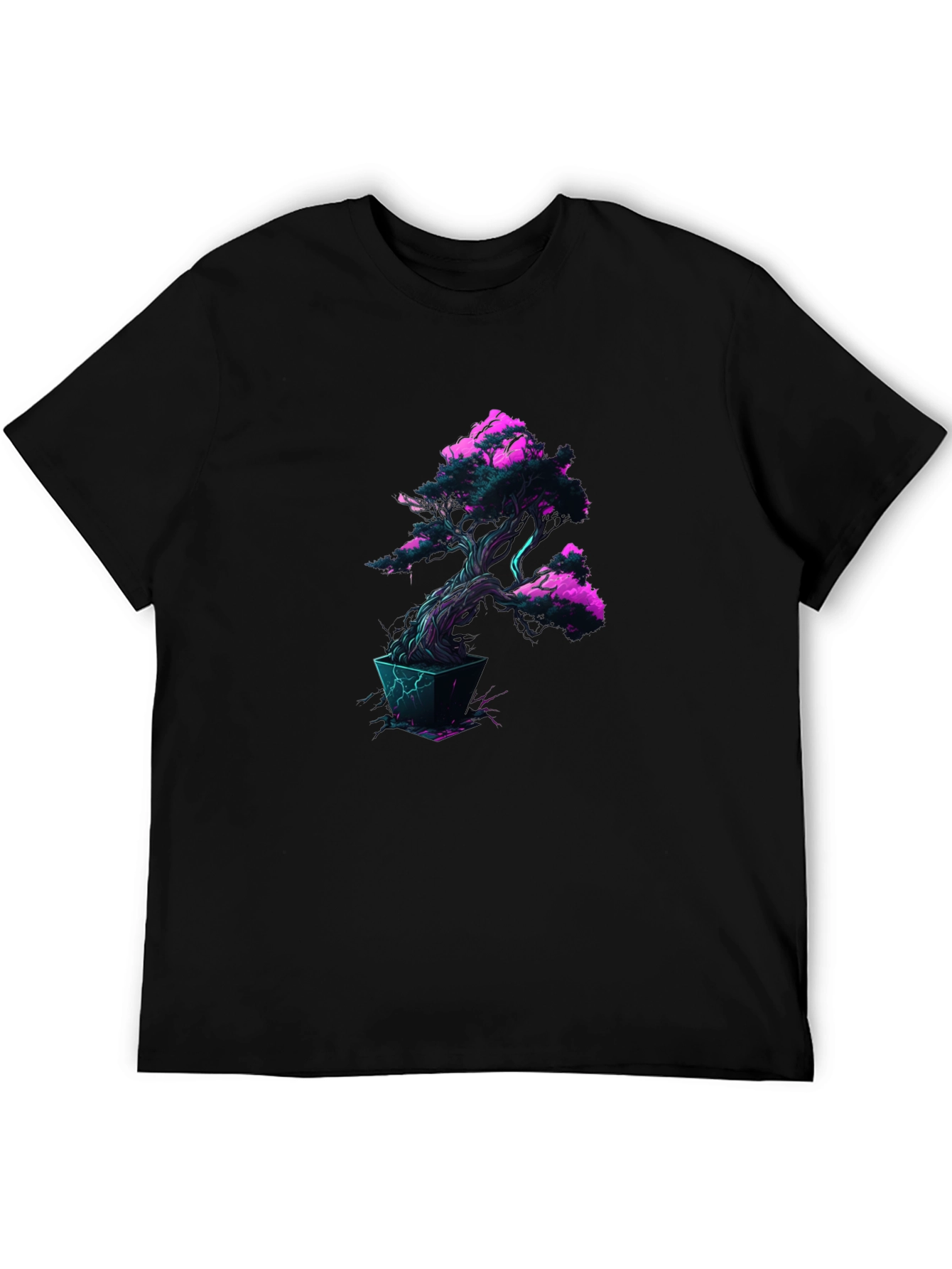 Cyberpunk Bonsai Tree Black T-Shirt