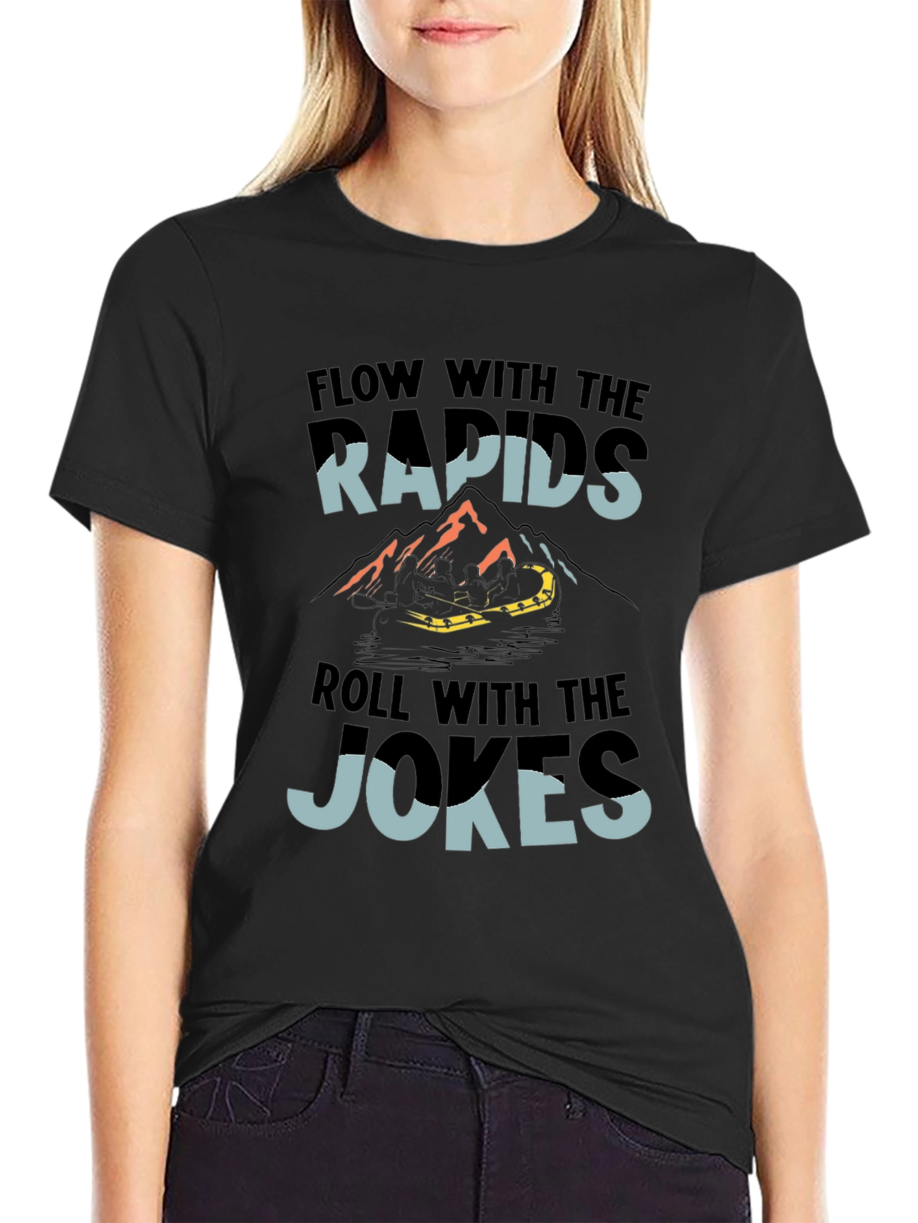 Flow With The Rapids Black Graphic Tee