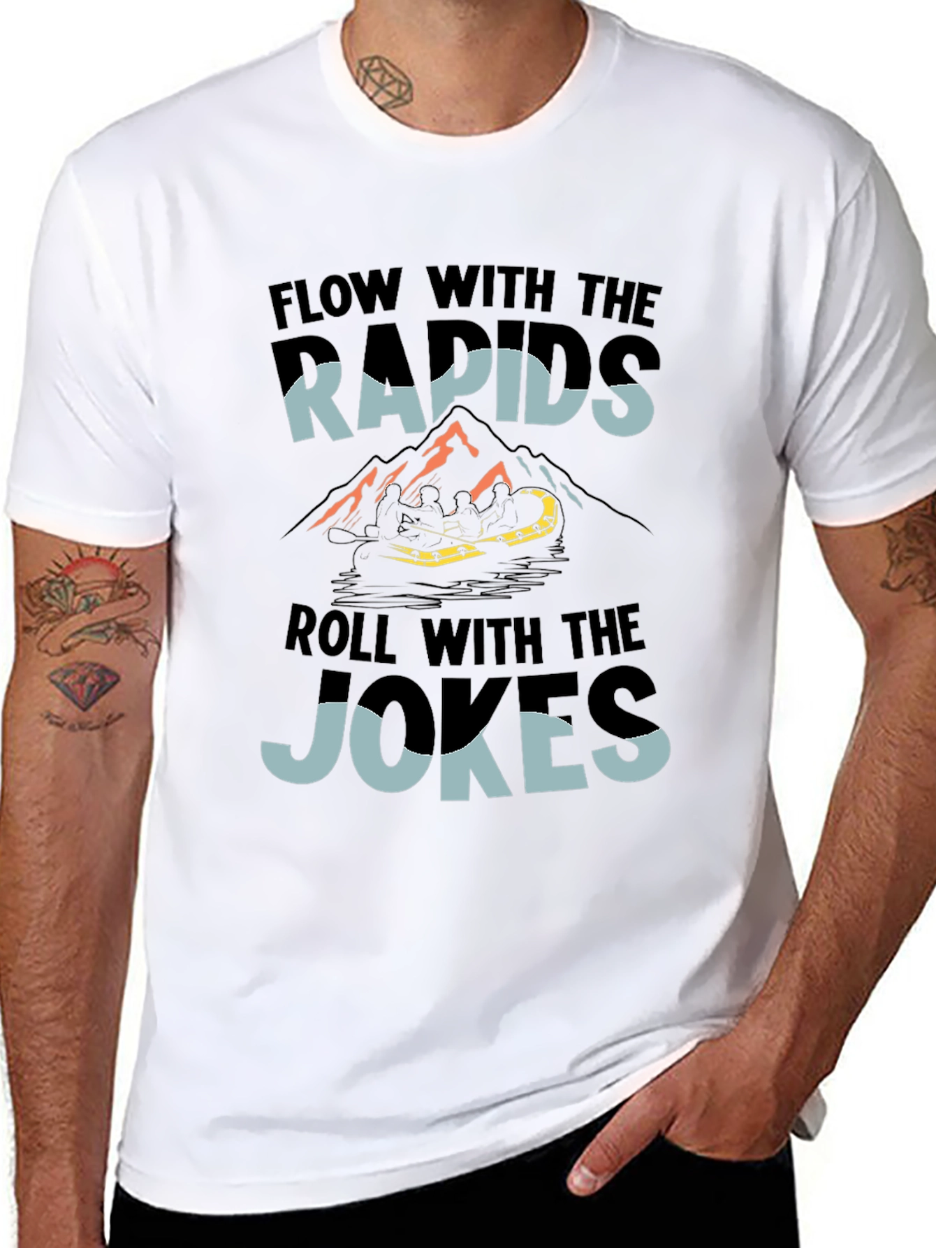 Flow With The Rapids Black Graphic Tee