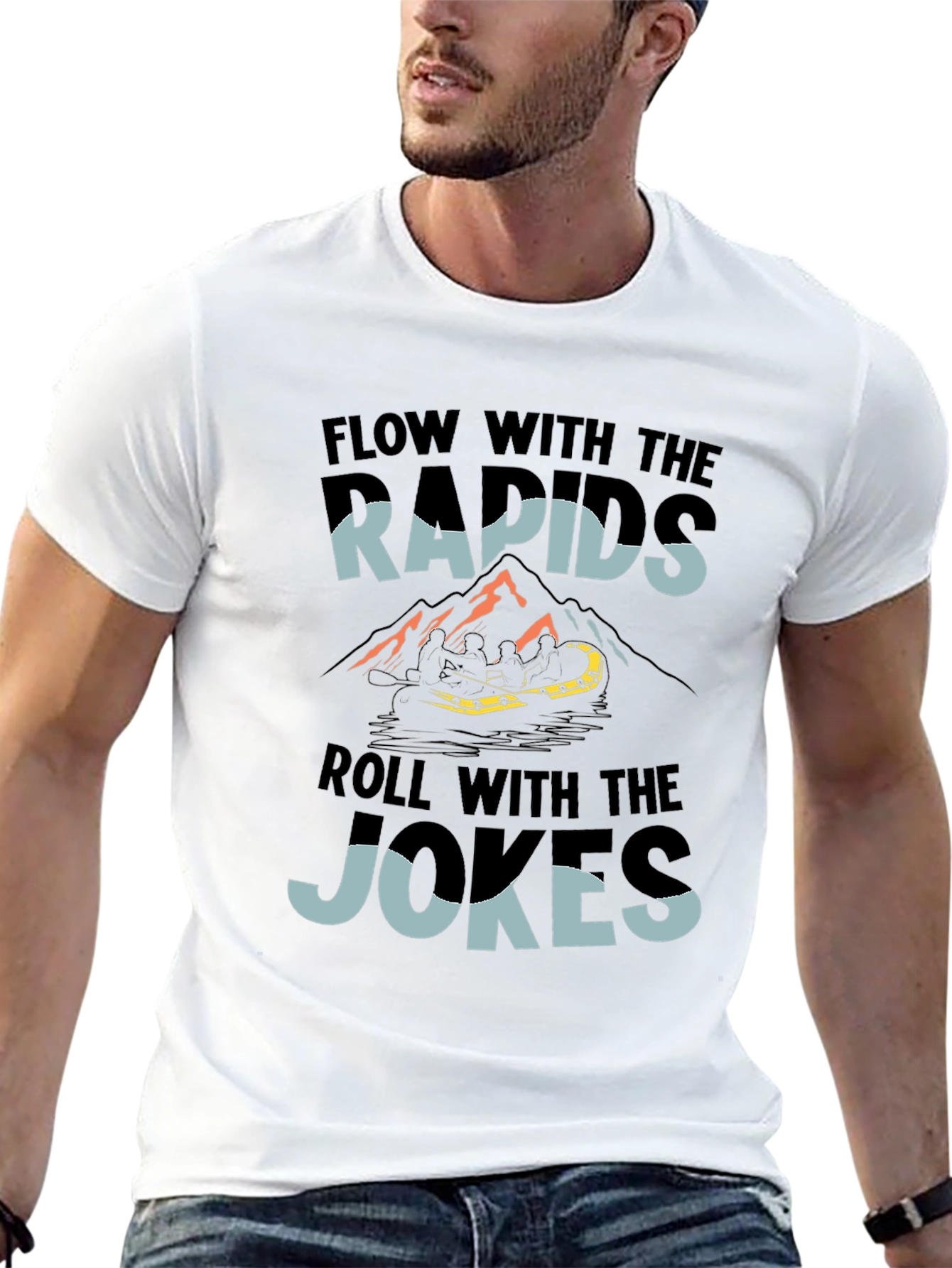 Flow With The Rapids Black Graphic Tee