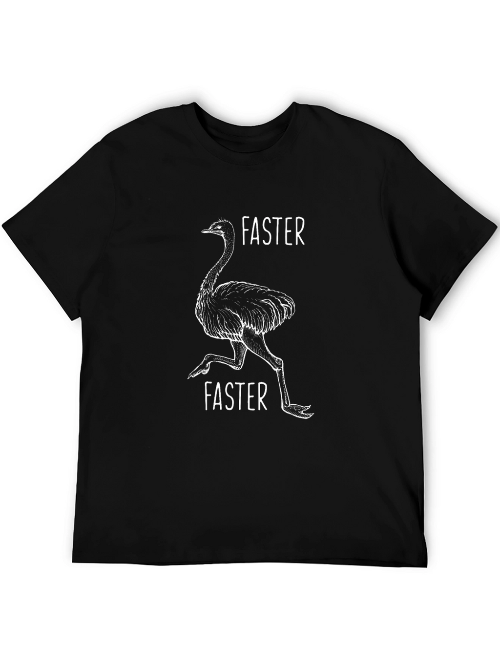 Faster Ostrich Graphic Tee - Black Casual Shirt