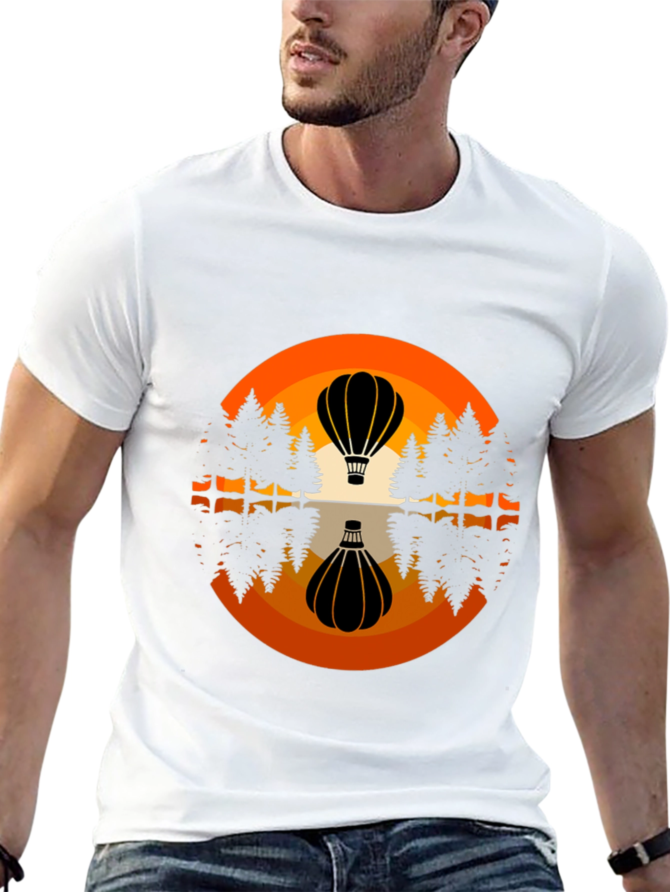 Hot Air Balloon Reflection Graphic Tee