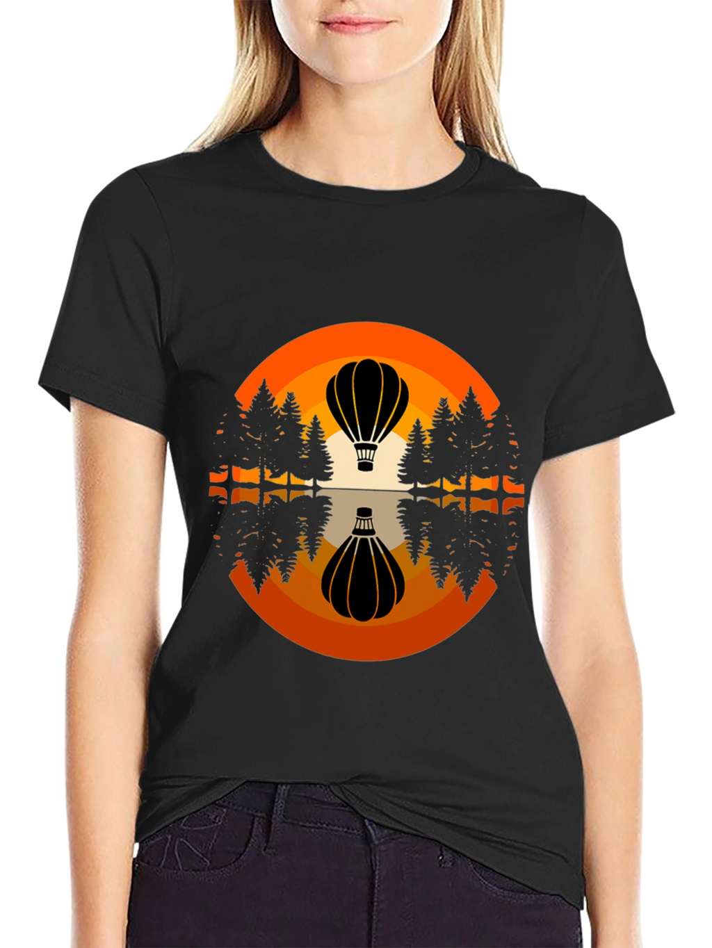 Hot Air Balloon Reflection Graphic Tee