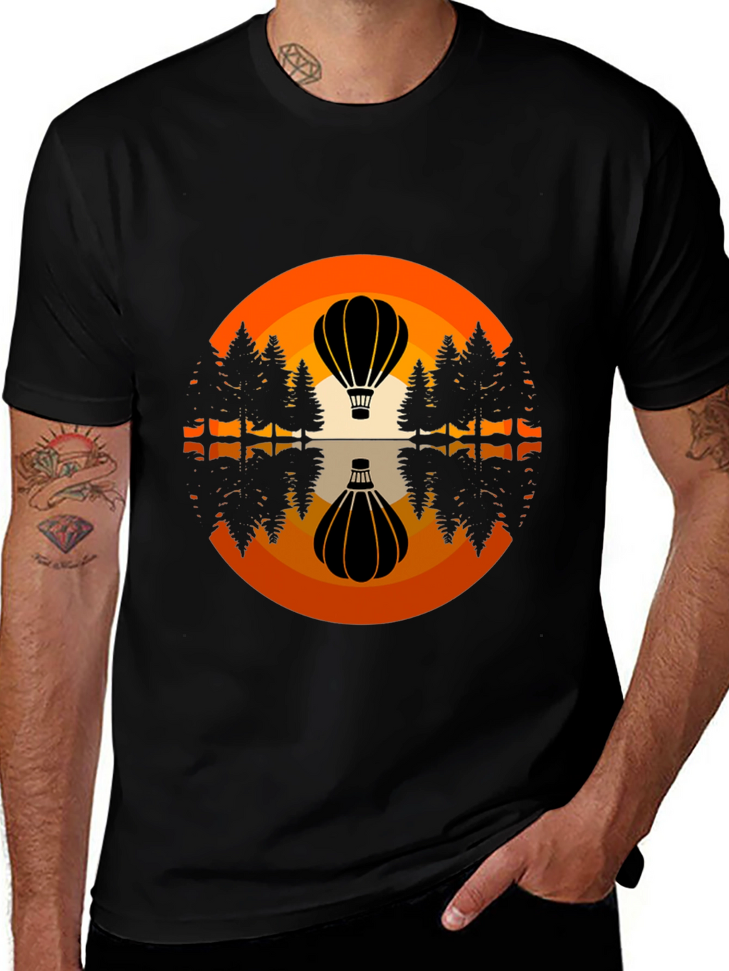 Hot Air Balloon Reflection Graphic Tee