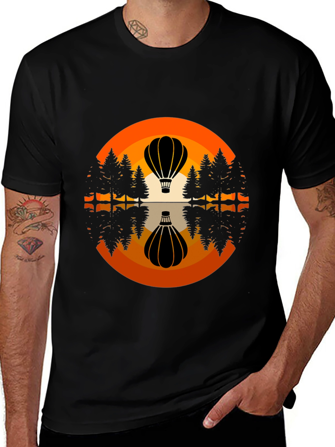Hot Air Balloon Reflection Graphic Tee