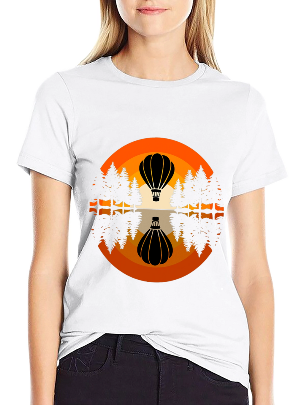 Hot Air Balloon Reflection Graphic Tee