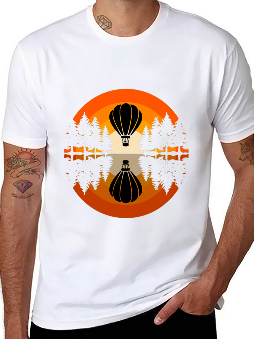 Hot Air Balloon Reflection Graphic Tee