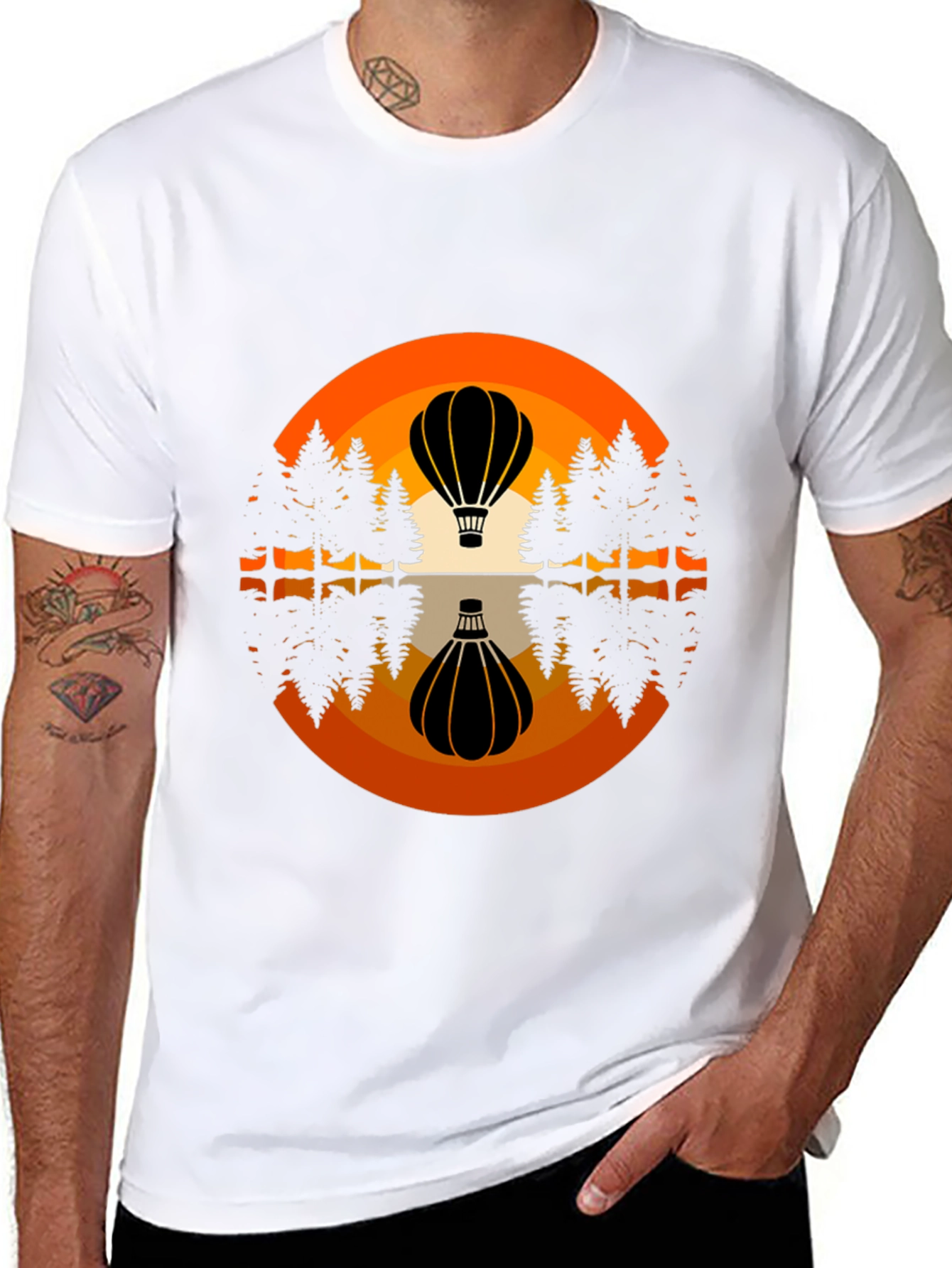 Hot Air Balloon Reflection Graphic Tee