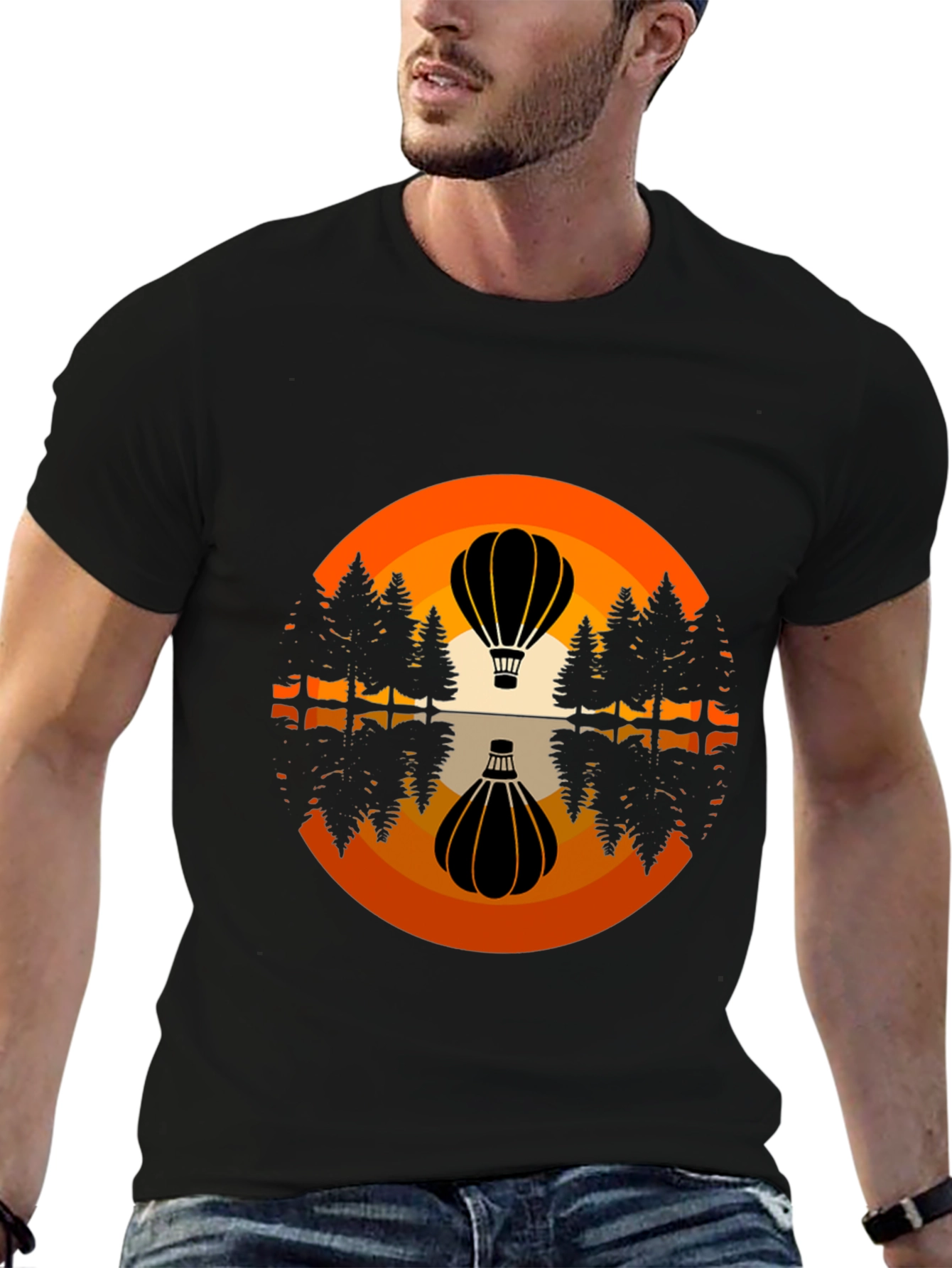 Hot Air Balloon Reflection Graphic Tee