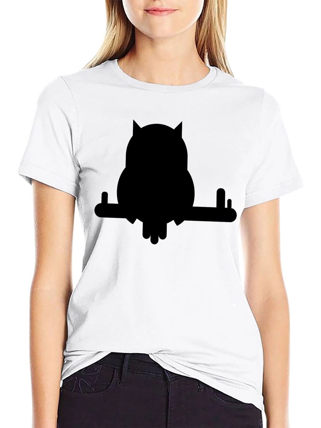 Black Owl on Branch Graphic T-Shirt
