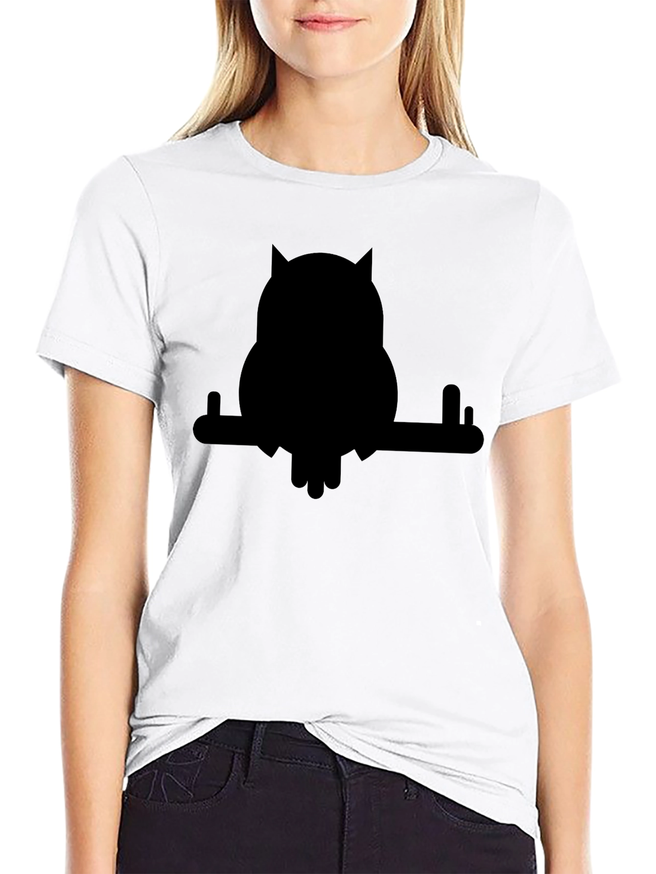 Black Owl on Branch Graphic T-Shirt