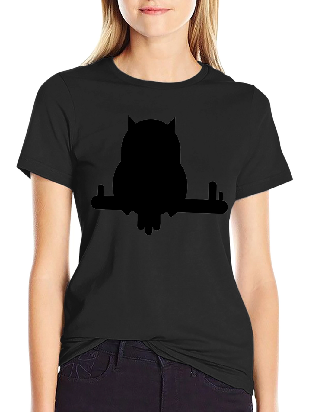 Black Owl on Branch Graphic T-Shirt