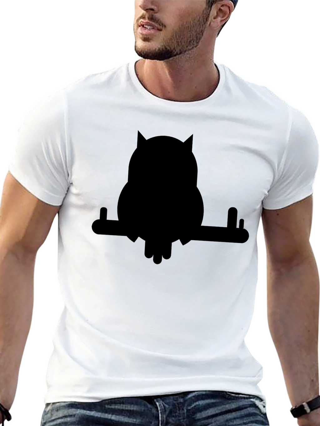 Black Owl on Branch Graphic T-Shirt