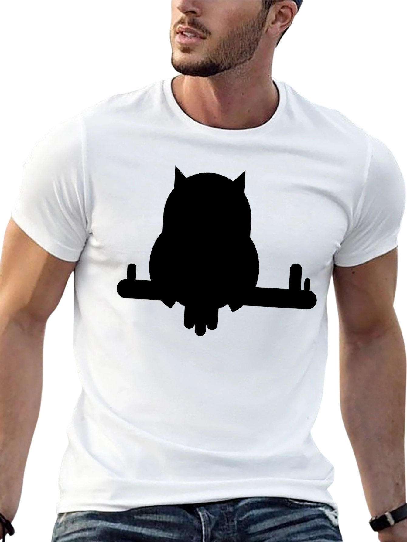Black Owl on Branch Graphic T-Shirt