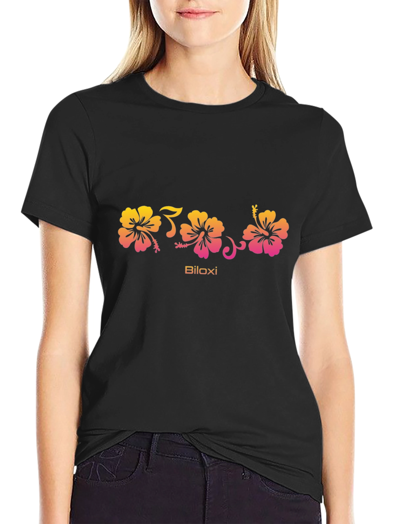 Biloxi Floral Black T-Shirt