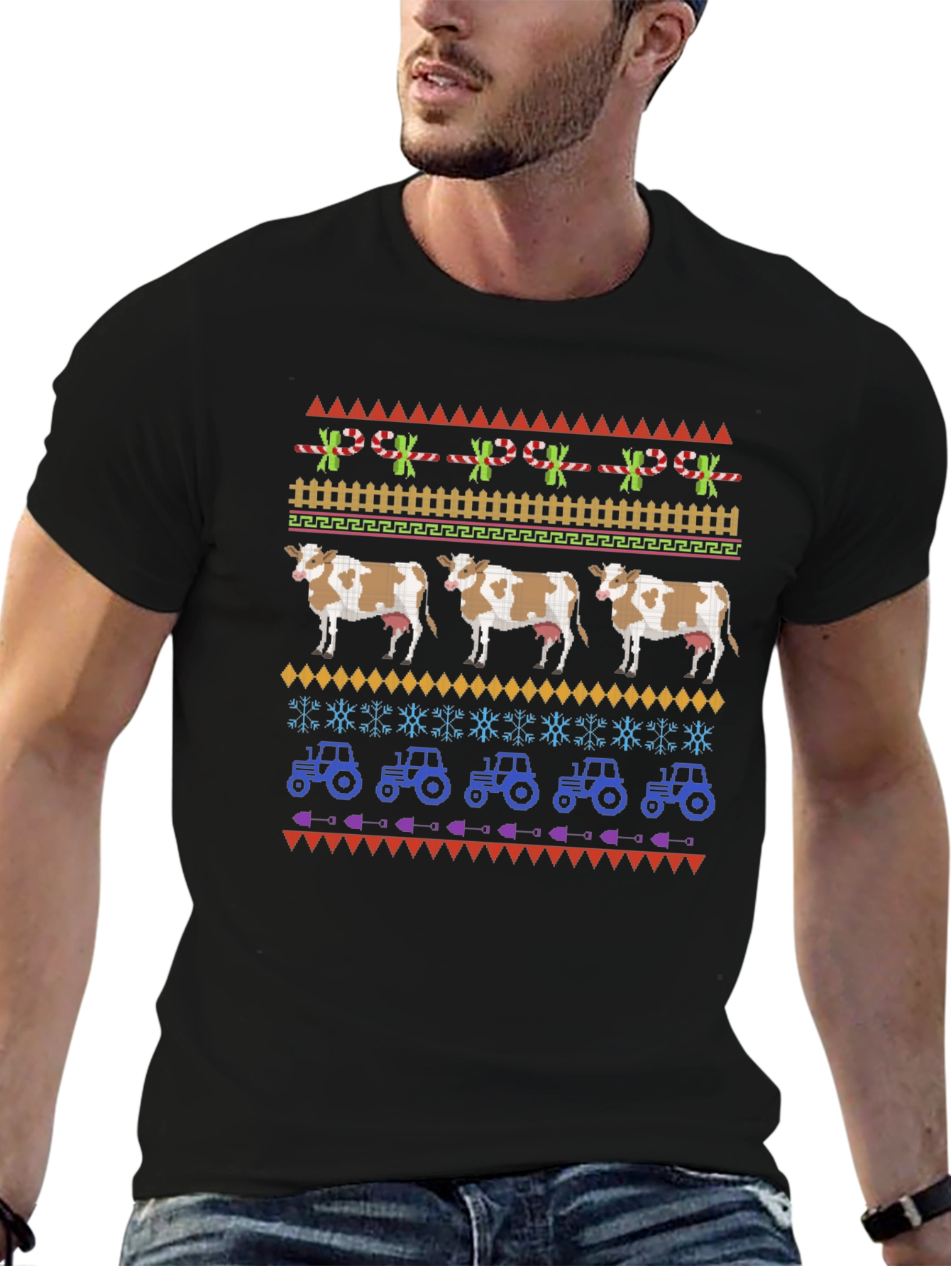 Novelty Cow & Tractor Graphic Tee