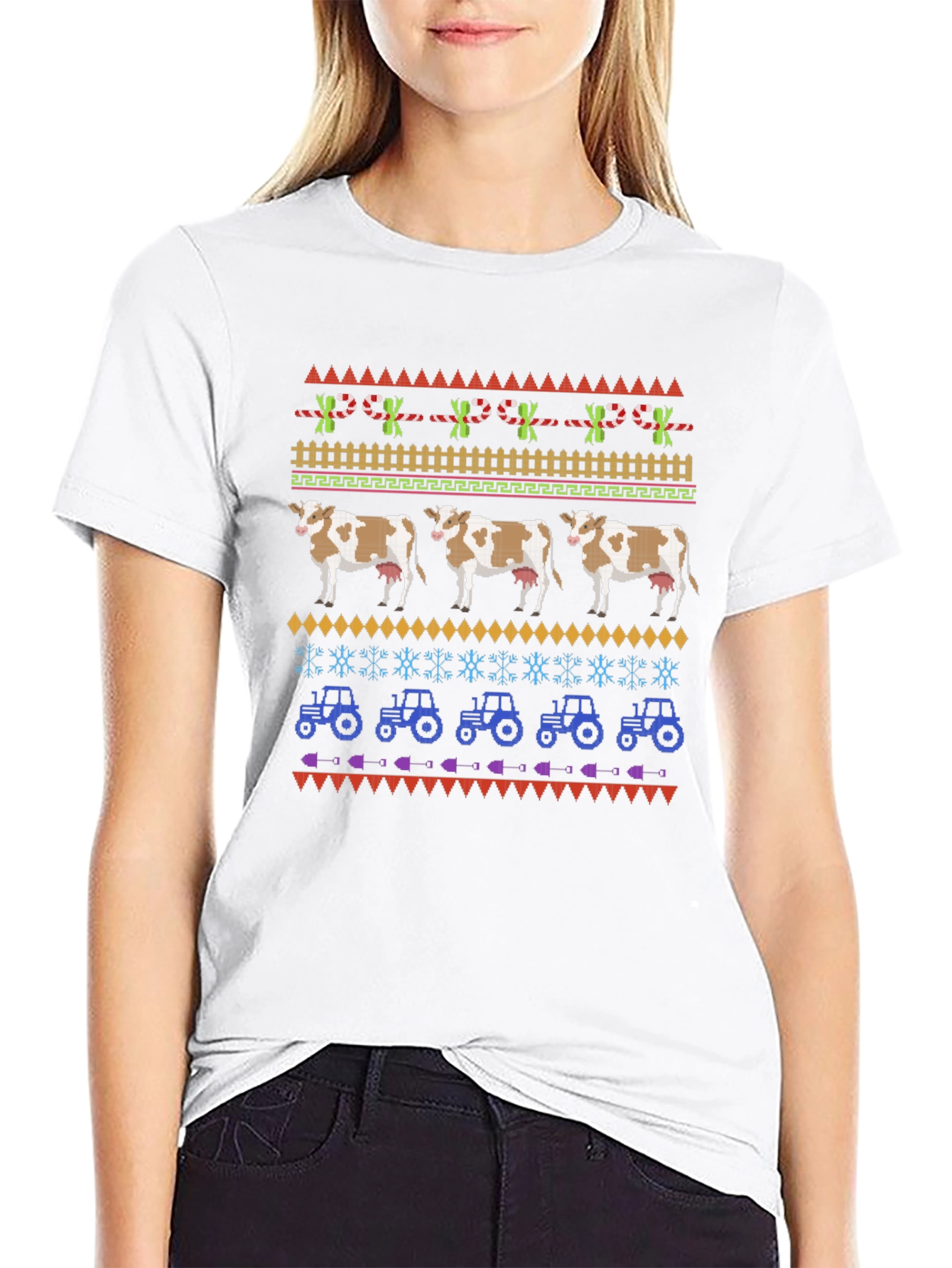 Novelty Cow & Tractor Graphic Tee