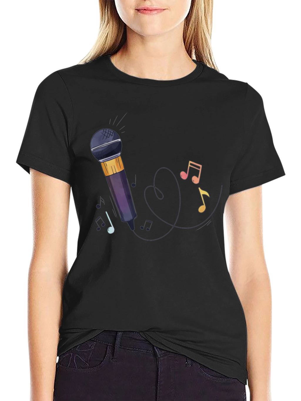Microphone & Music Notes Graphic Tee
