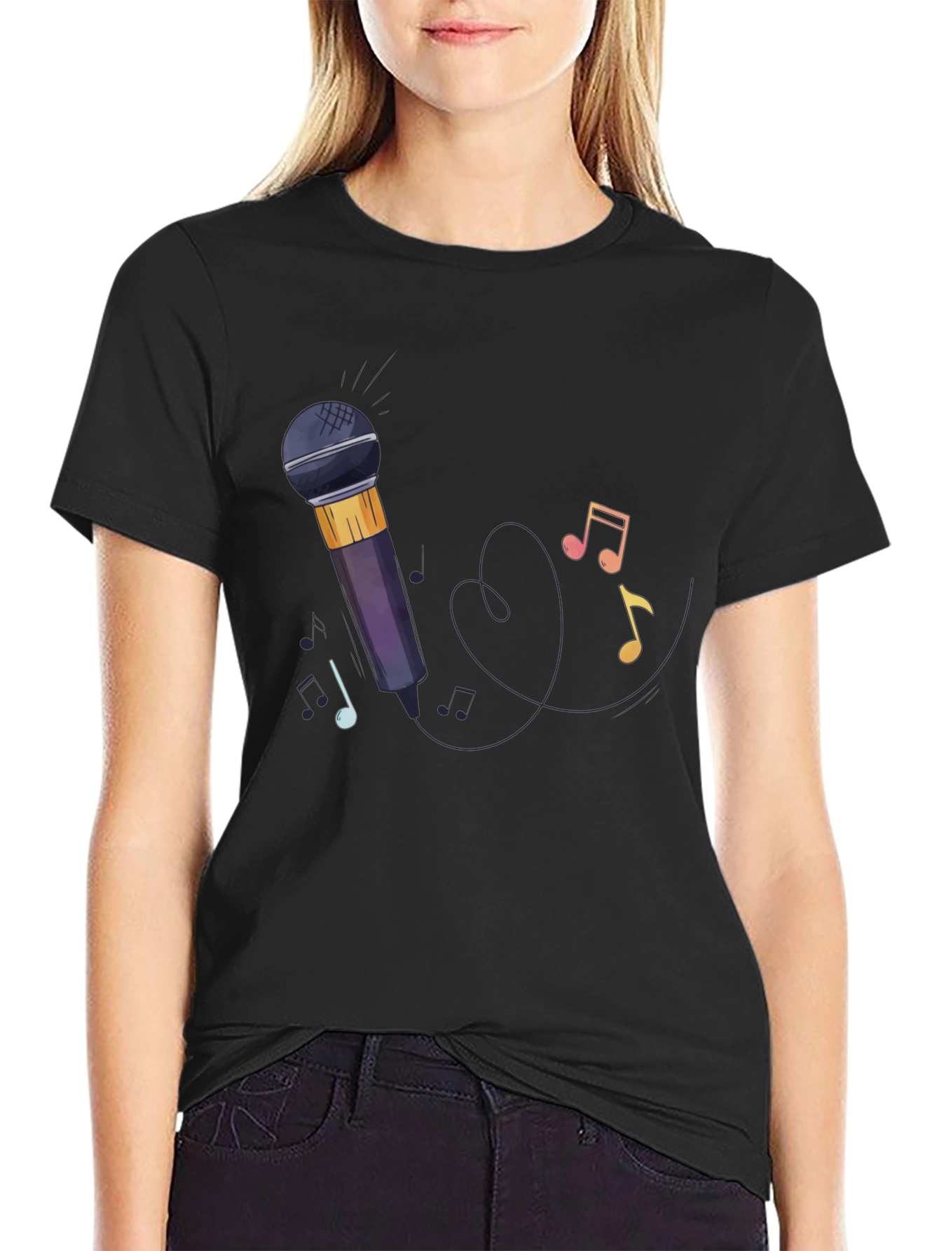 Microphone & Music Notes Graphic Tee