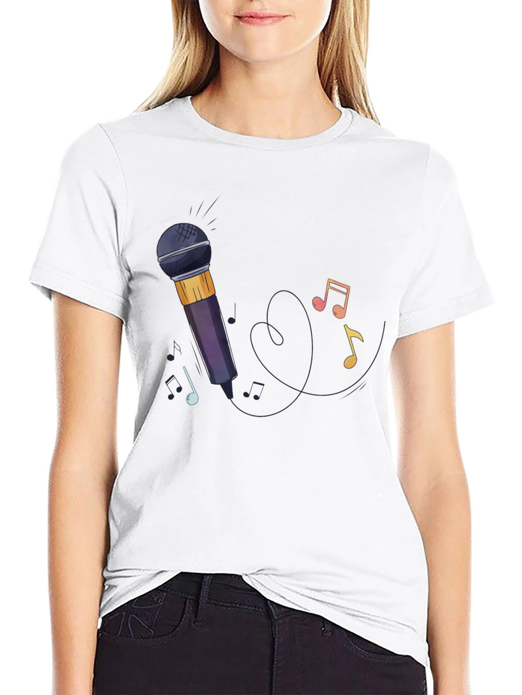 Microphone & Music Notes Graphic Tee