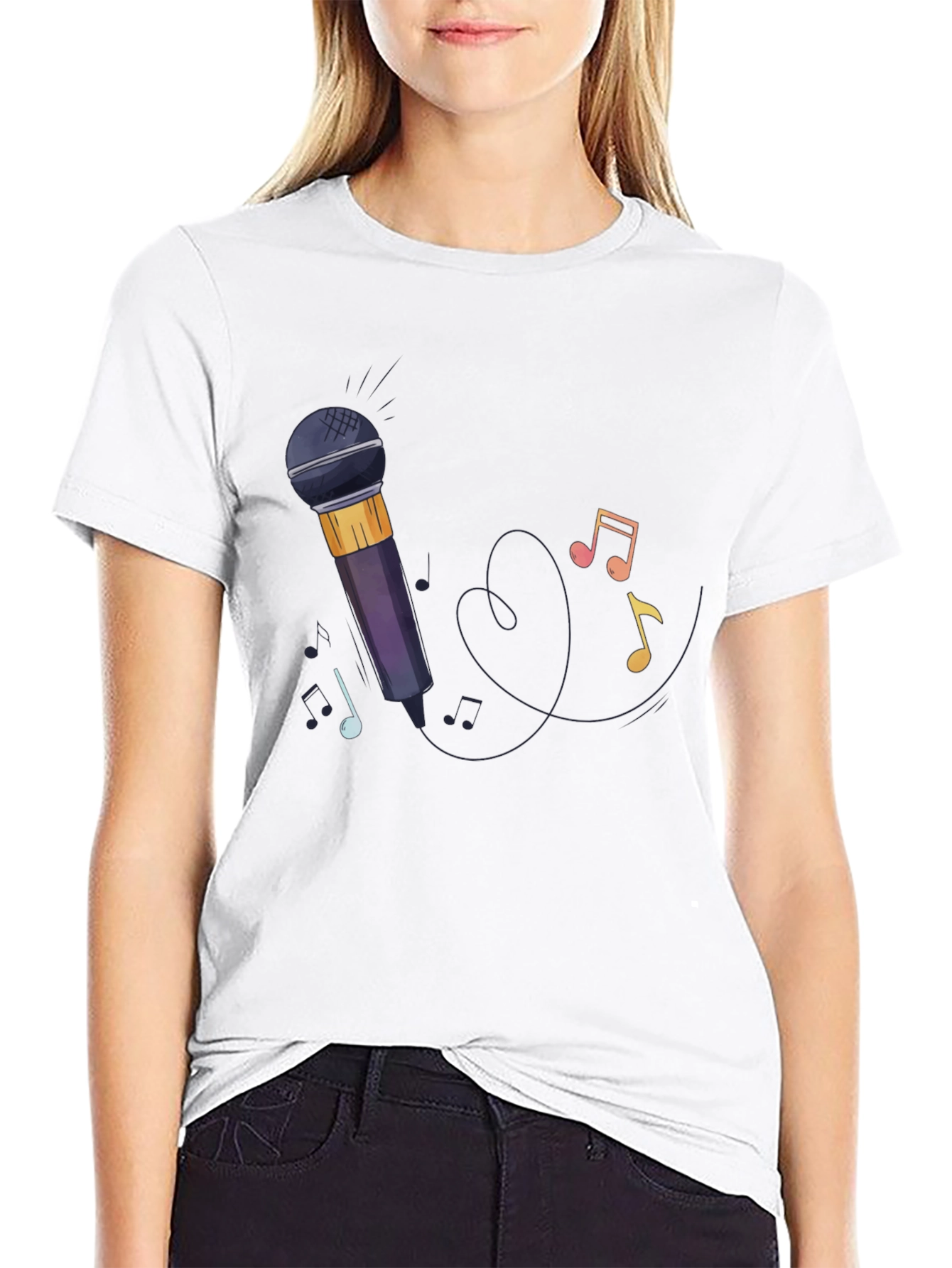 Microphone & Music Notes Graphic Tee