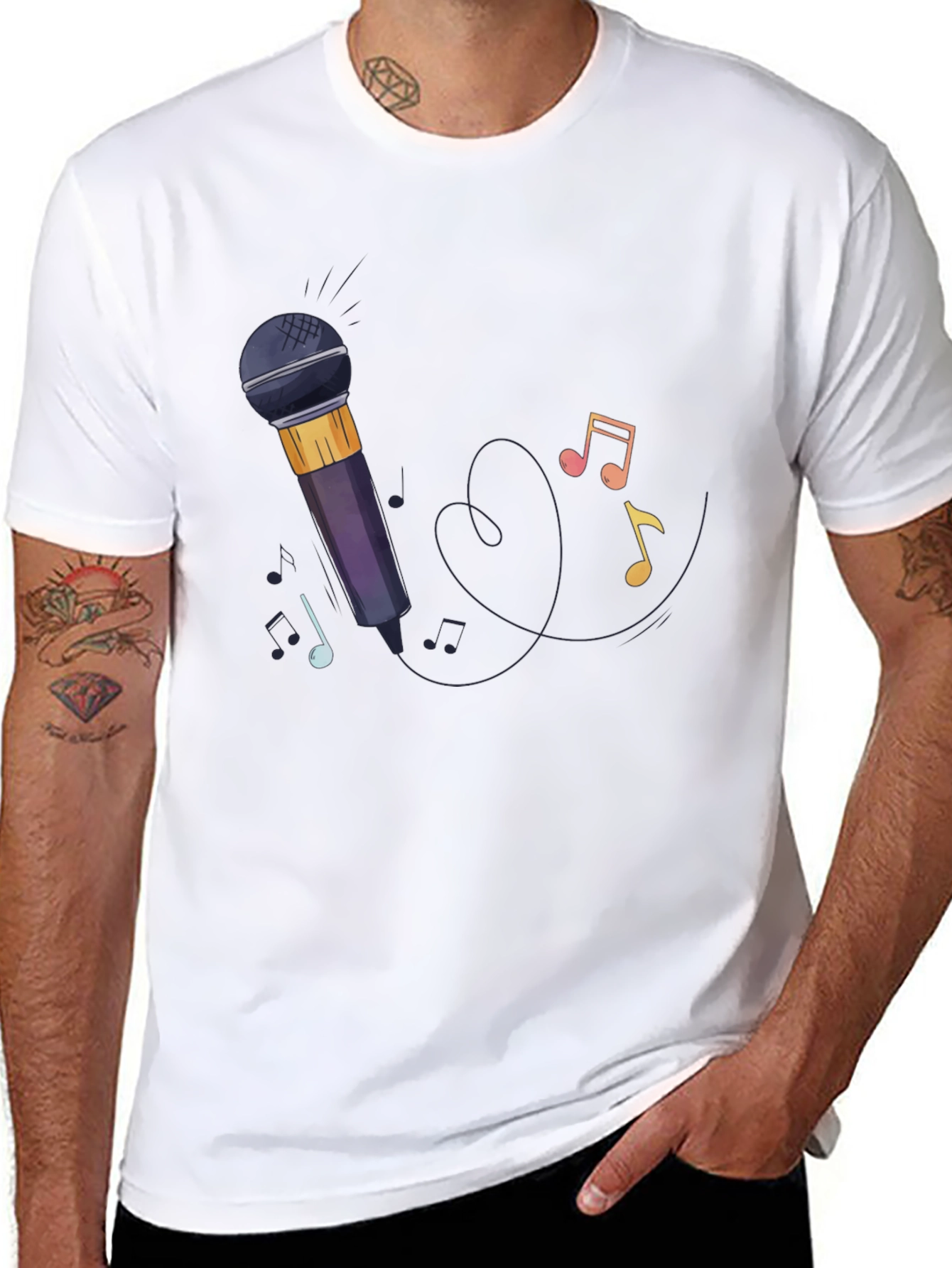 Microphone & Music Notes Graphic Tee