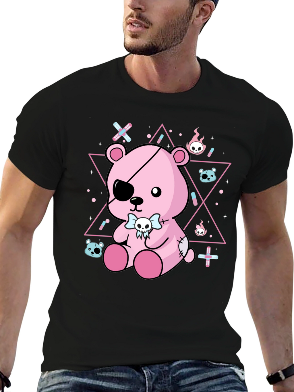 Gothic Patchwork Teddy Bear T-Shirt