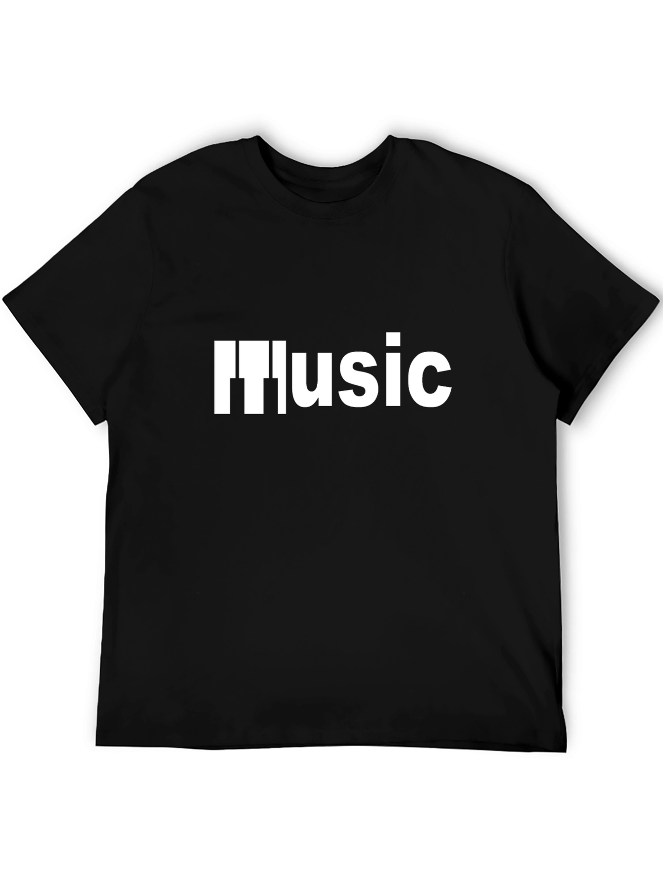 Music Graphic Print T-Shirt - Stylish Black Tee