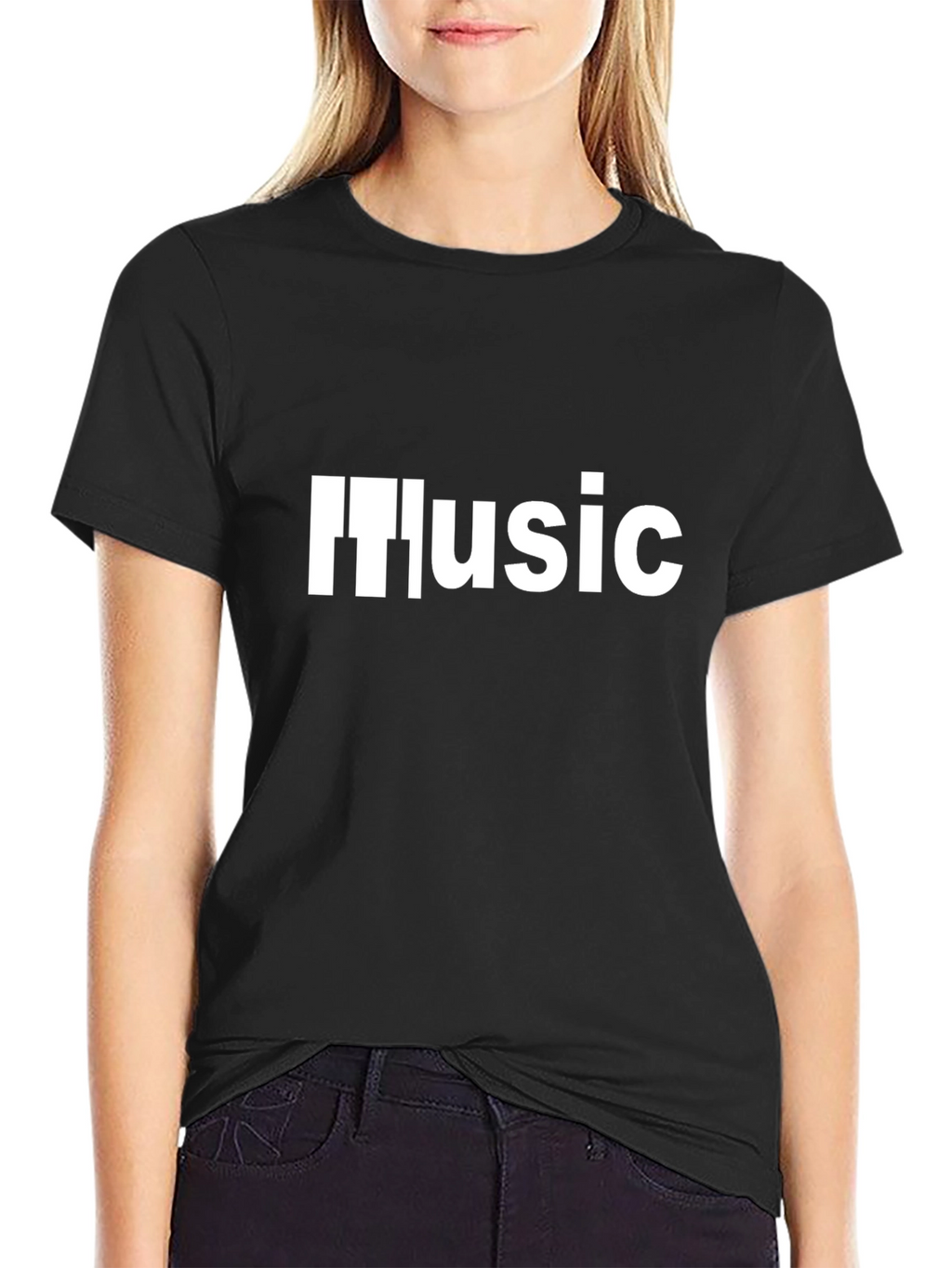 Music Graphic Print T-Shirt - Stylish Black Tee