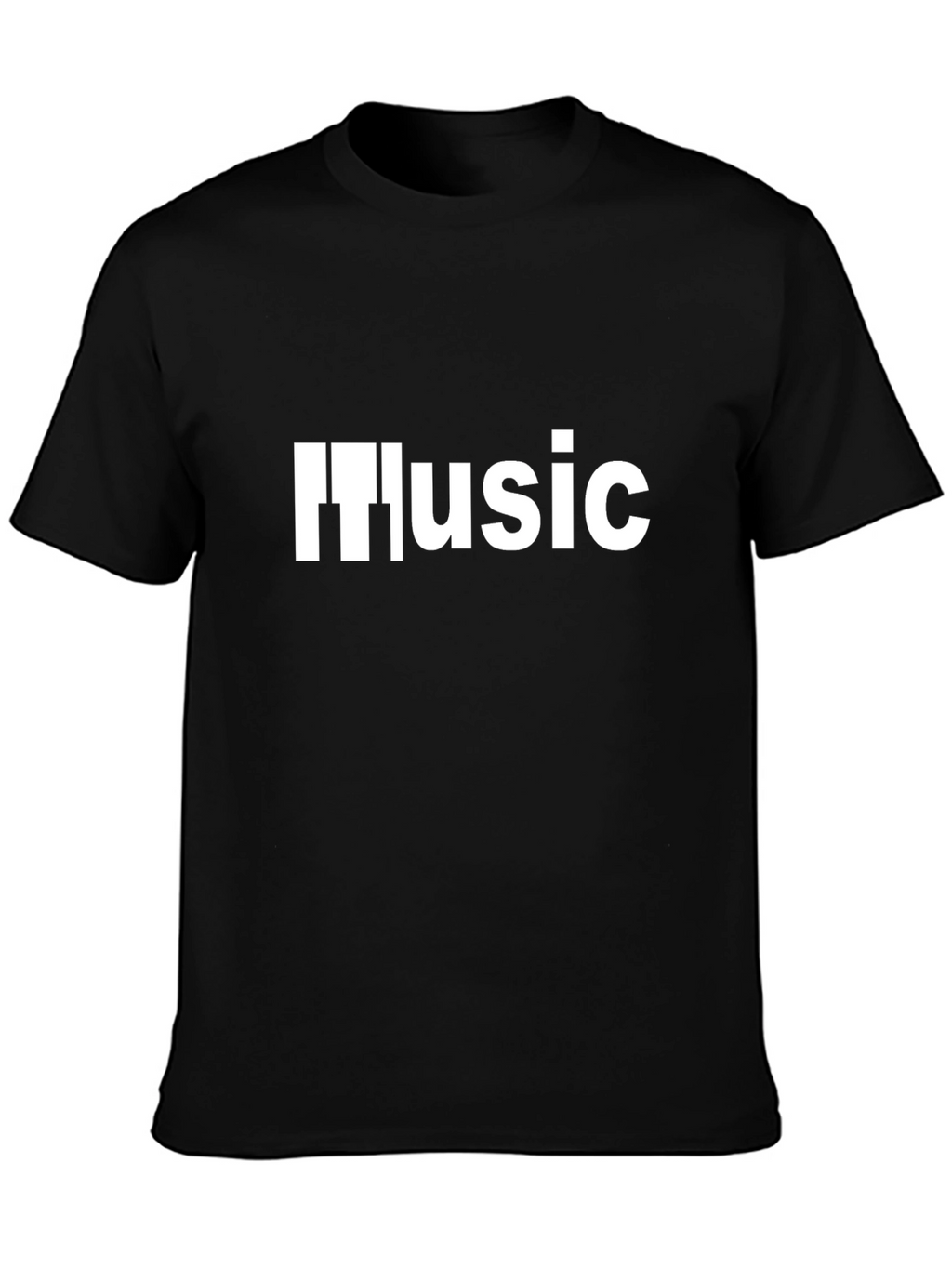 Music Graphic Print T-Shirt - Stylish Black Tee