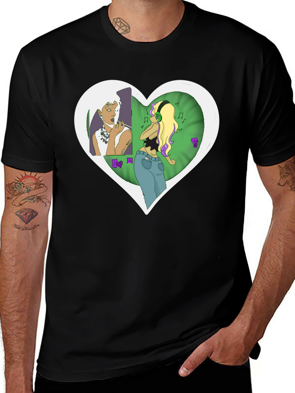 Unique Graphic Tee - Heart Music