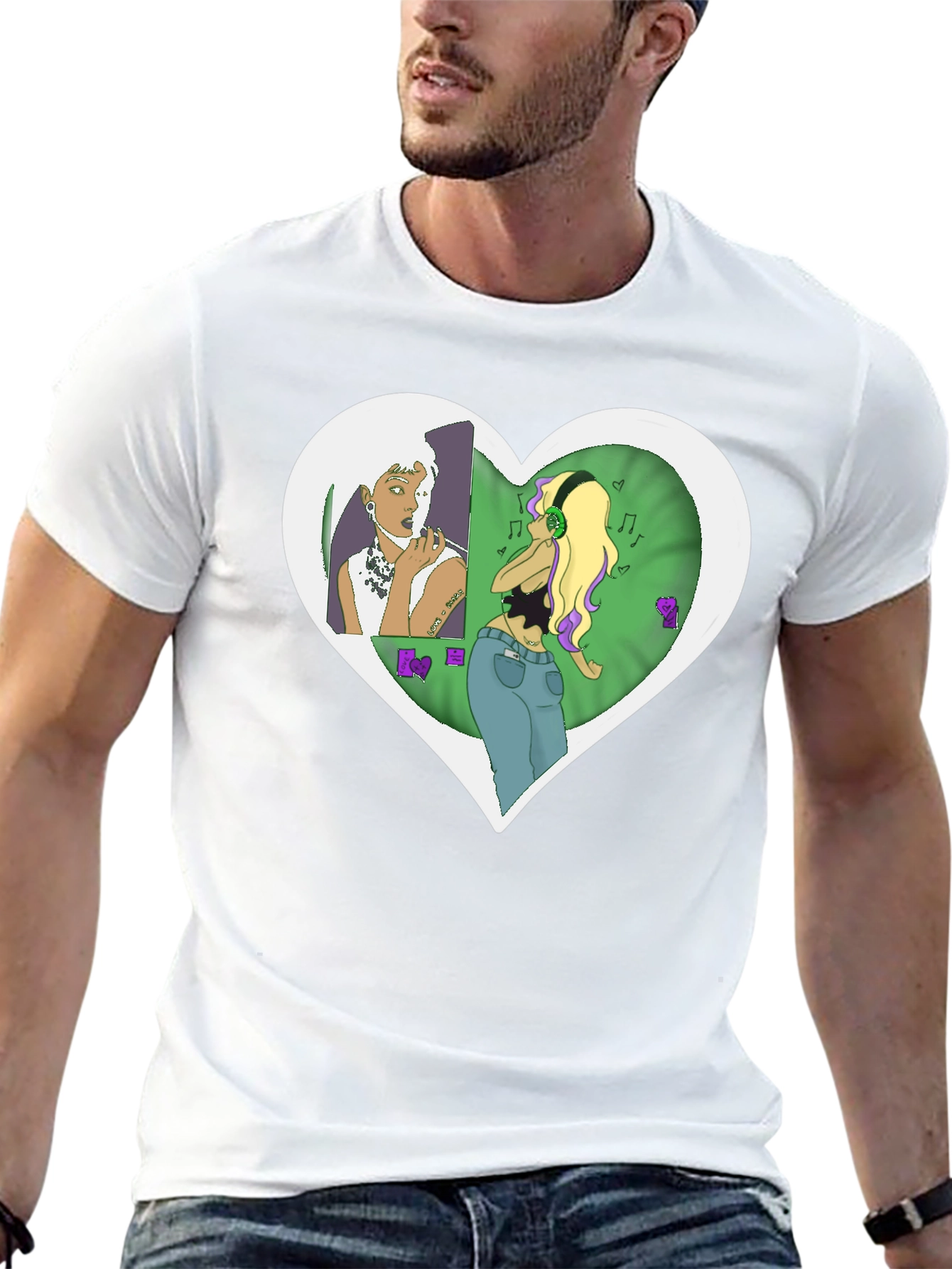 Unique Graphic Tee - Heart Music