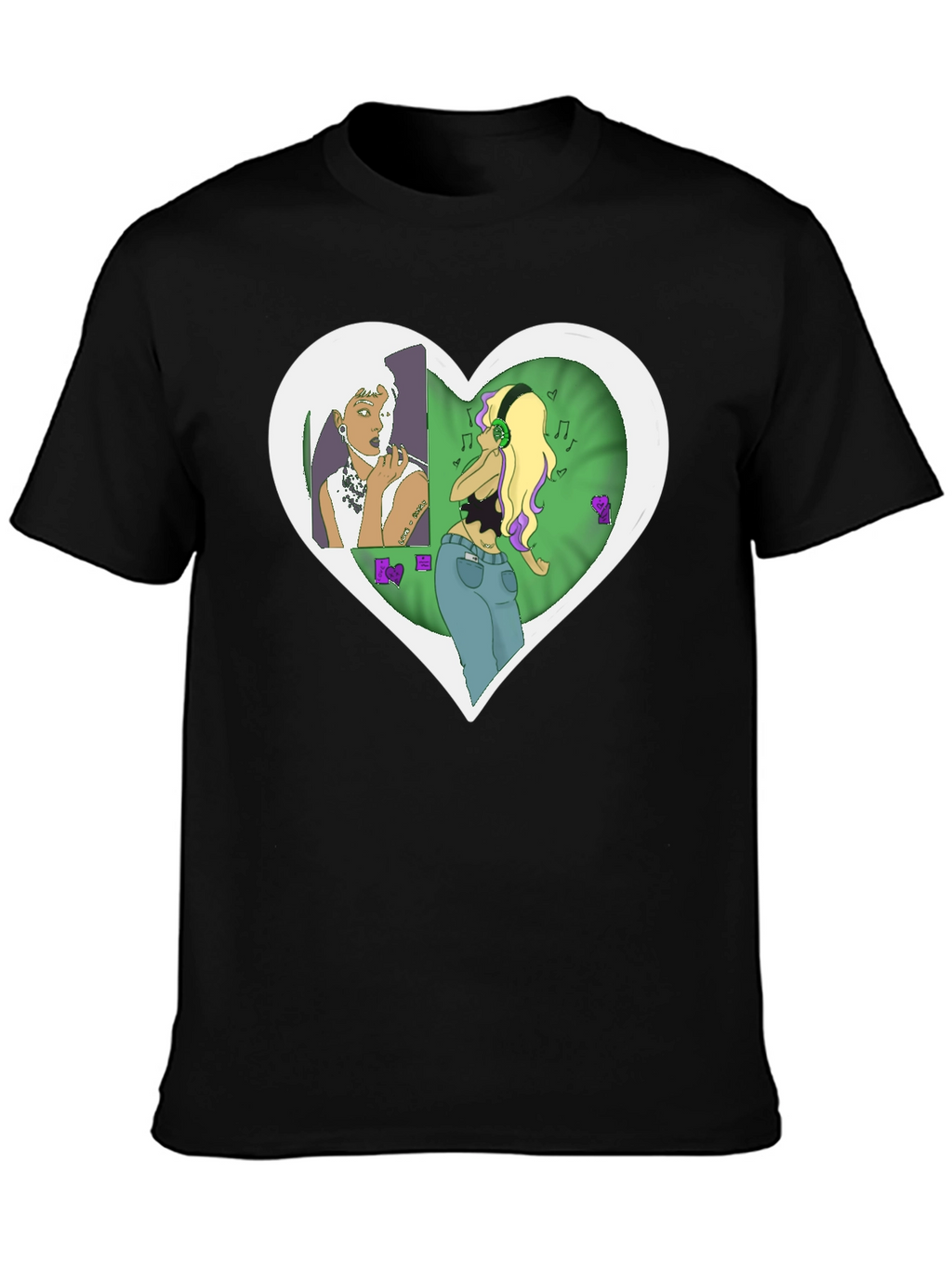 Unique Graphic Tee - Heart Music
