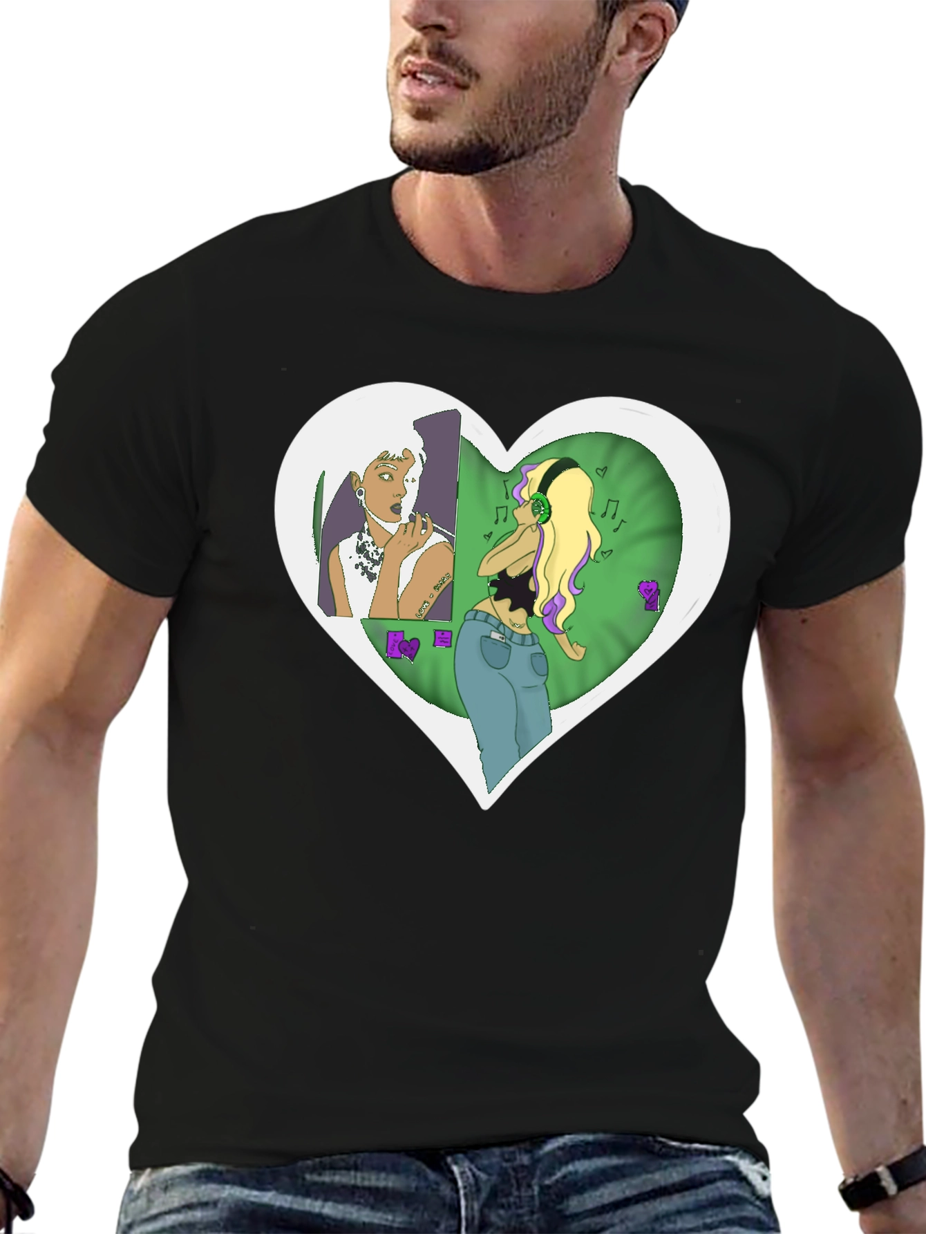 Unique Graphic Tee - Heart Music