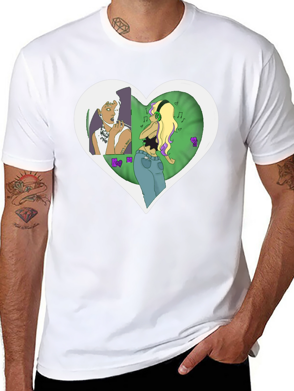 Unique Graphic Tee - Heart Music