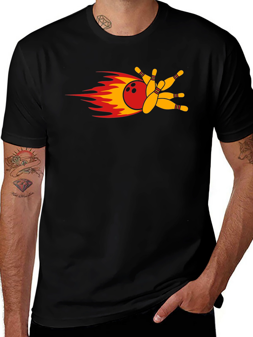 Flaming Bowling Strike T-Shirt