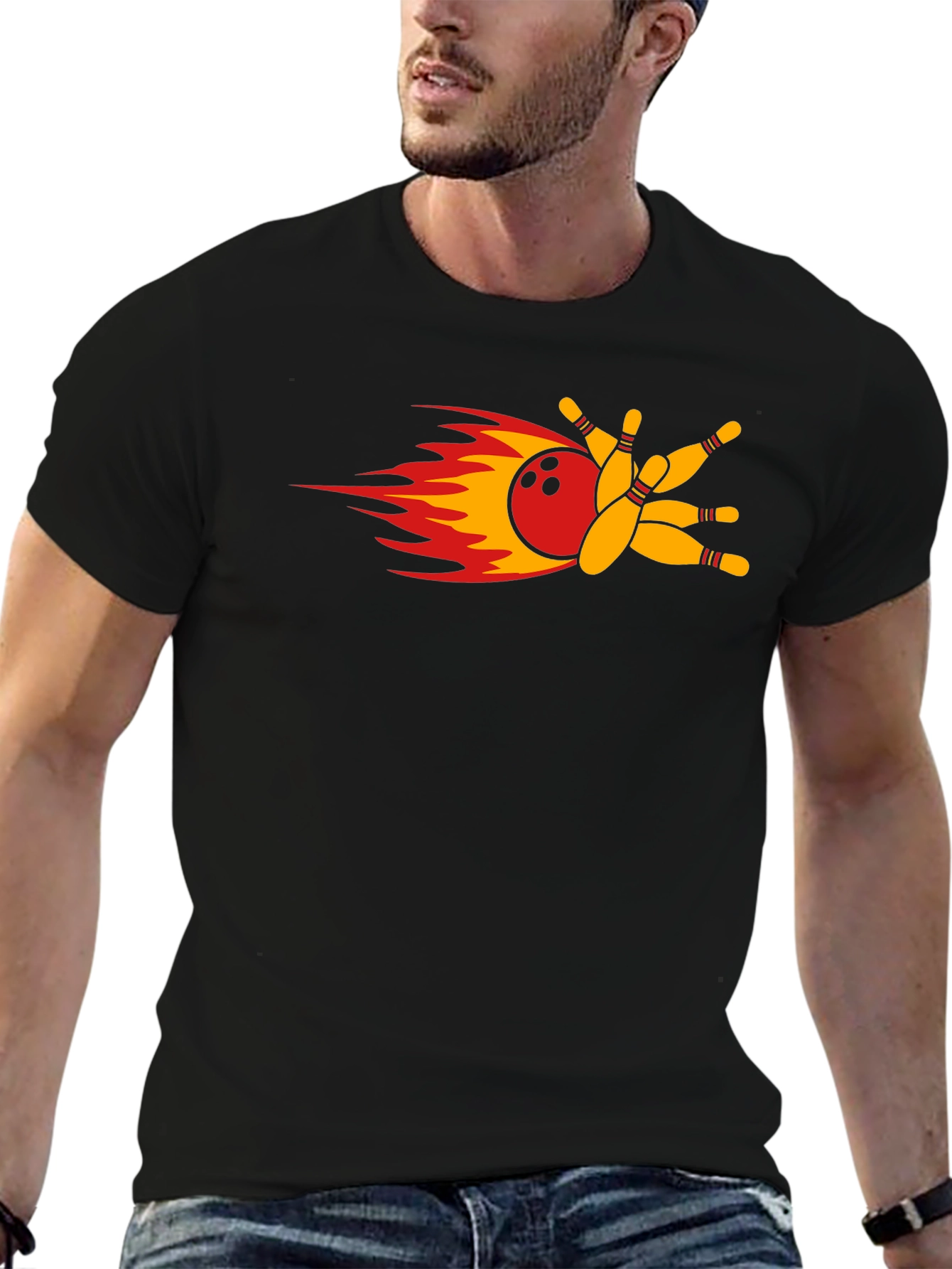 Flaming Bowling Strike T-Shirt