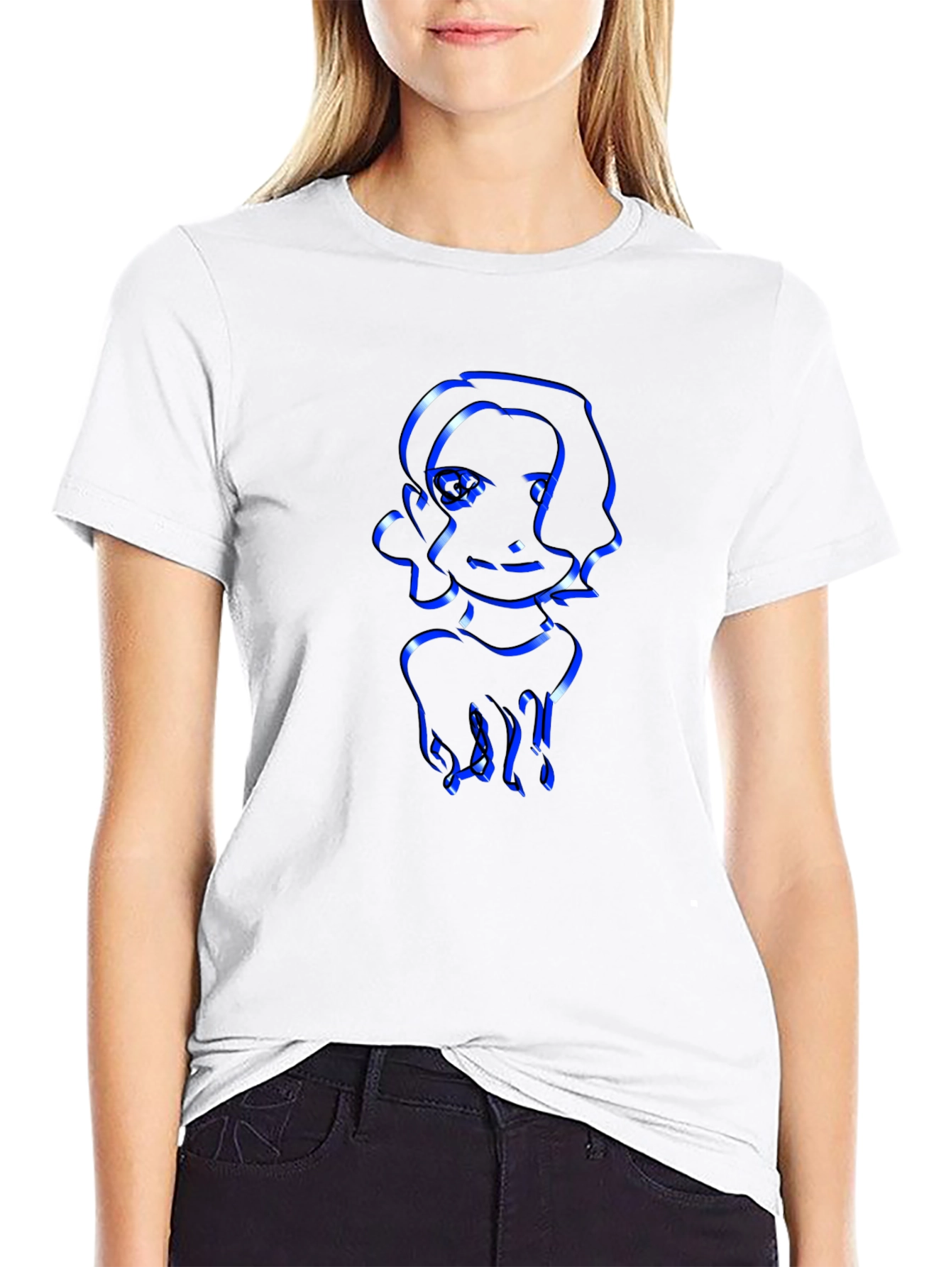 Cool Graphic Tee - Modern Blue Outline Design