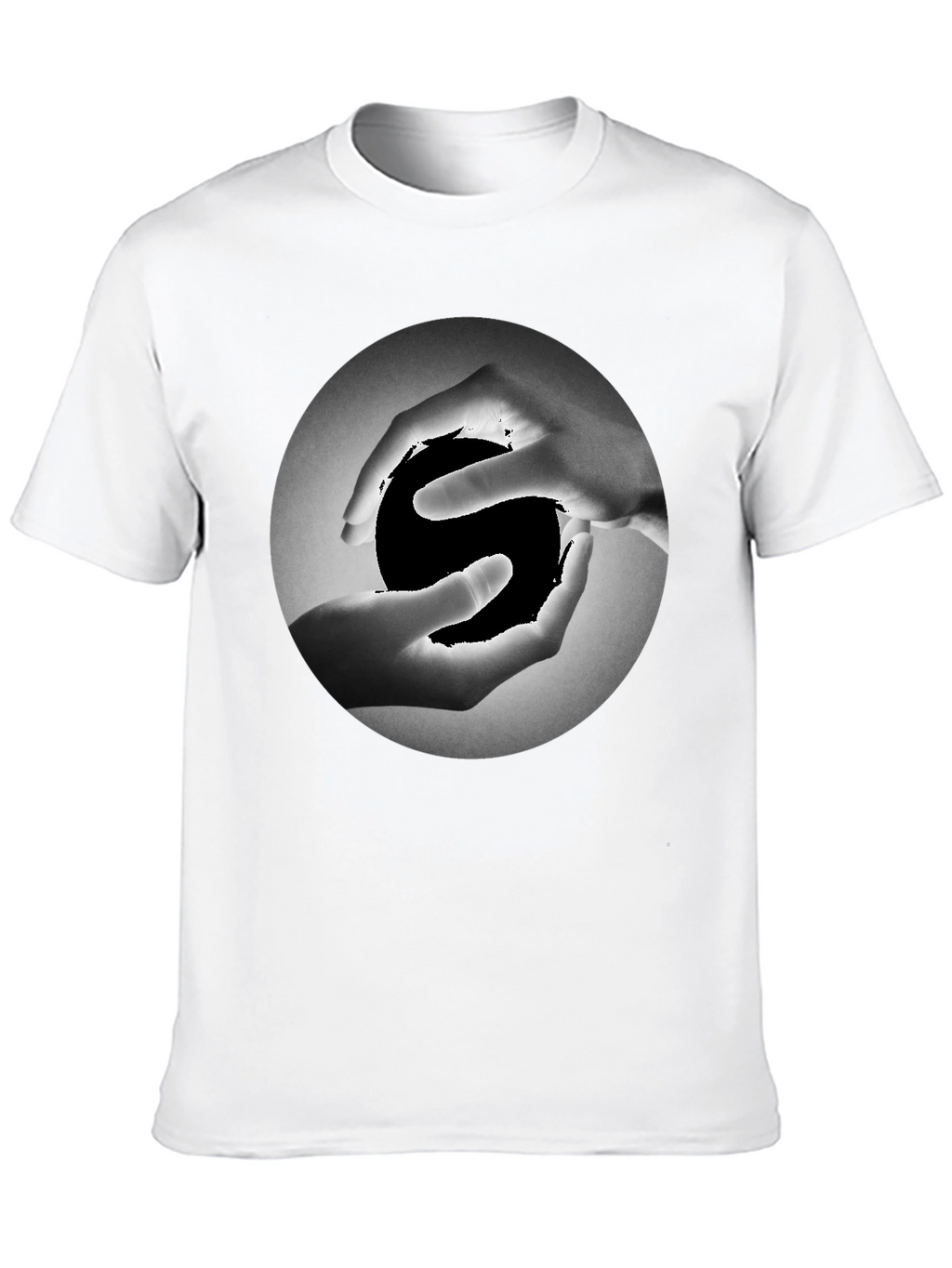 Yin Yang Hands Graphic Tee - Black Cotton T-Shirt