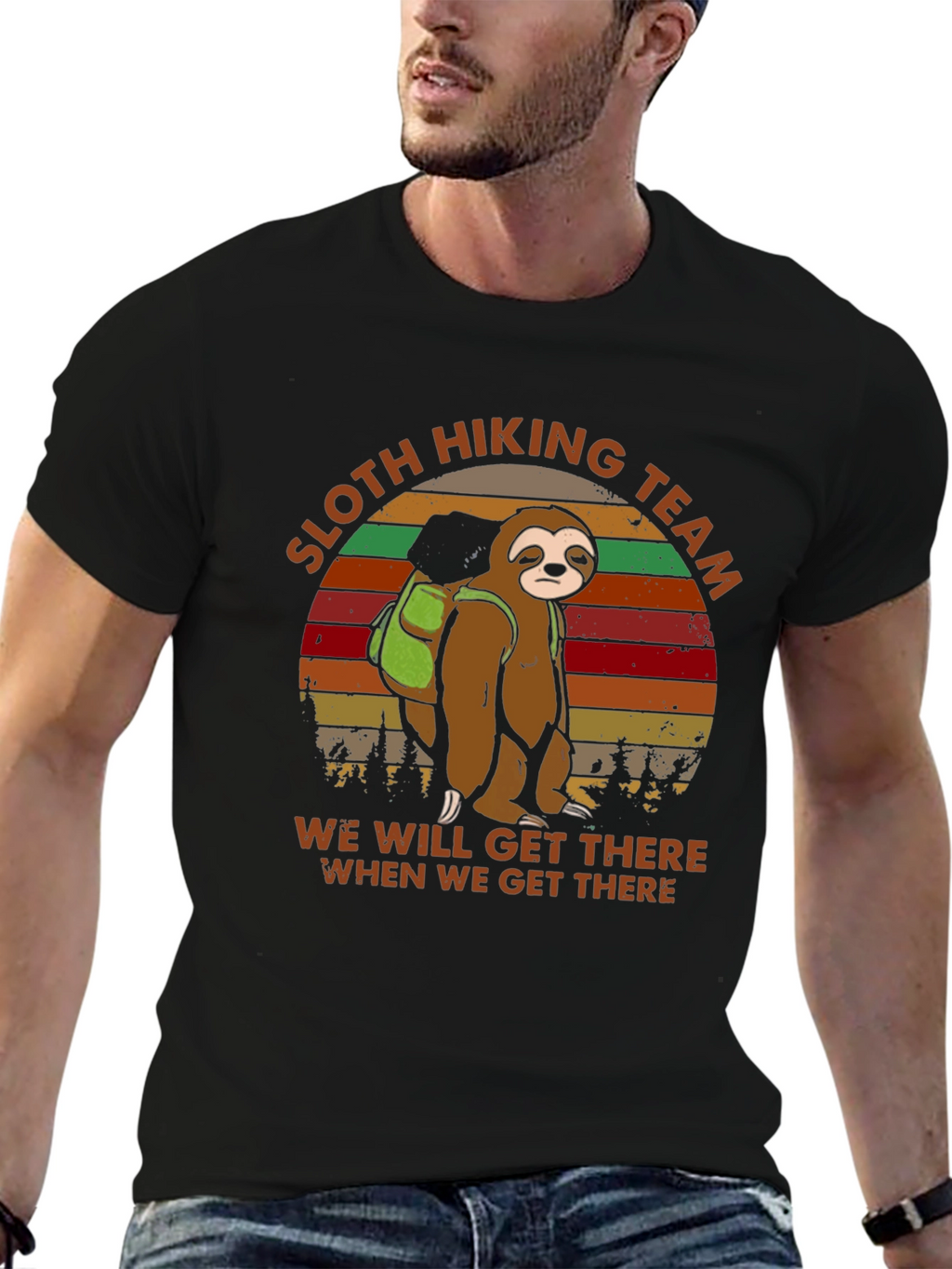 Sloth Hiking Team T-Shirt -  Mens Funny Graphic Tee