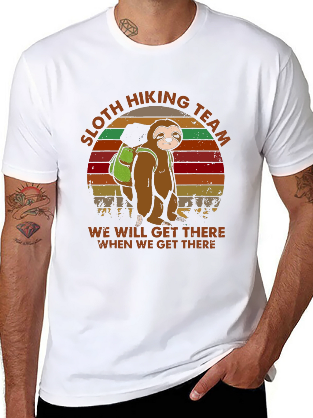 Sloth Hiking Team T-Shirt -  Mens Funny Graphic Tee