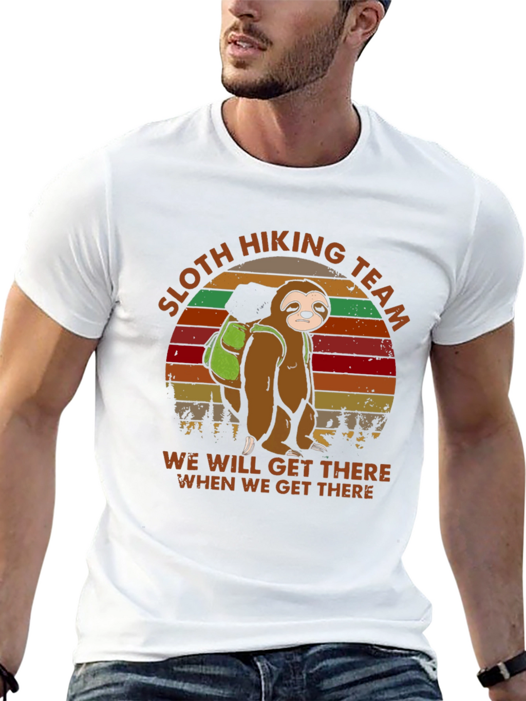 Sloth Hiking Team T-Shirt -  Mens Funny Graphic Tee