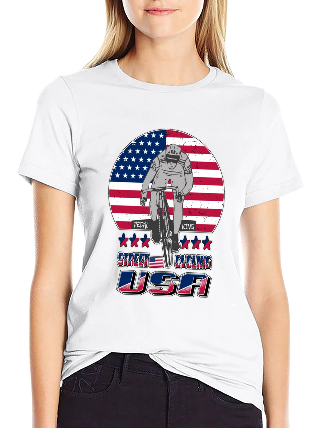 Patriotic Cycling T-Shirt - Pedal King USA