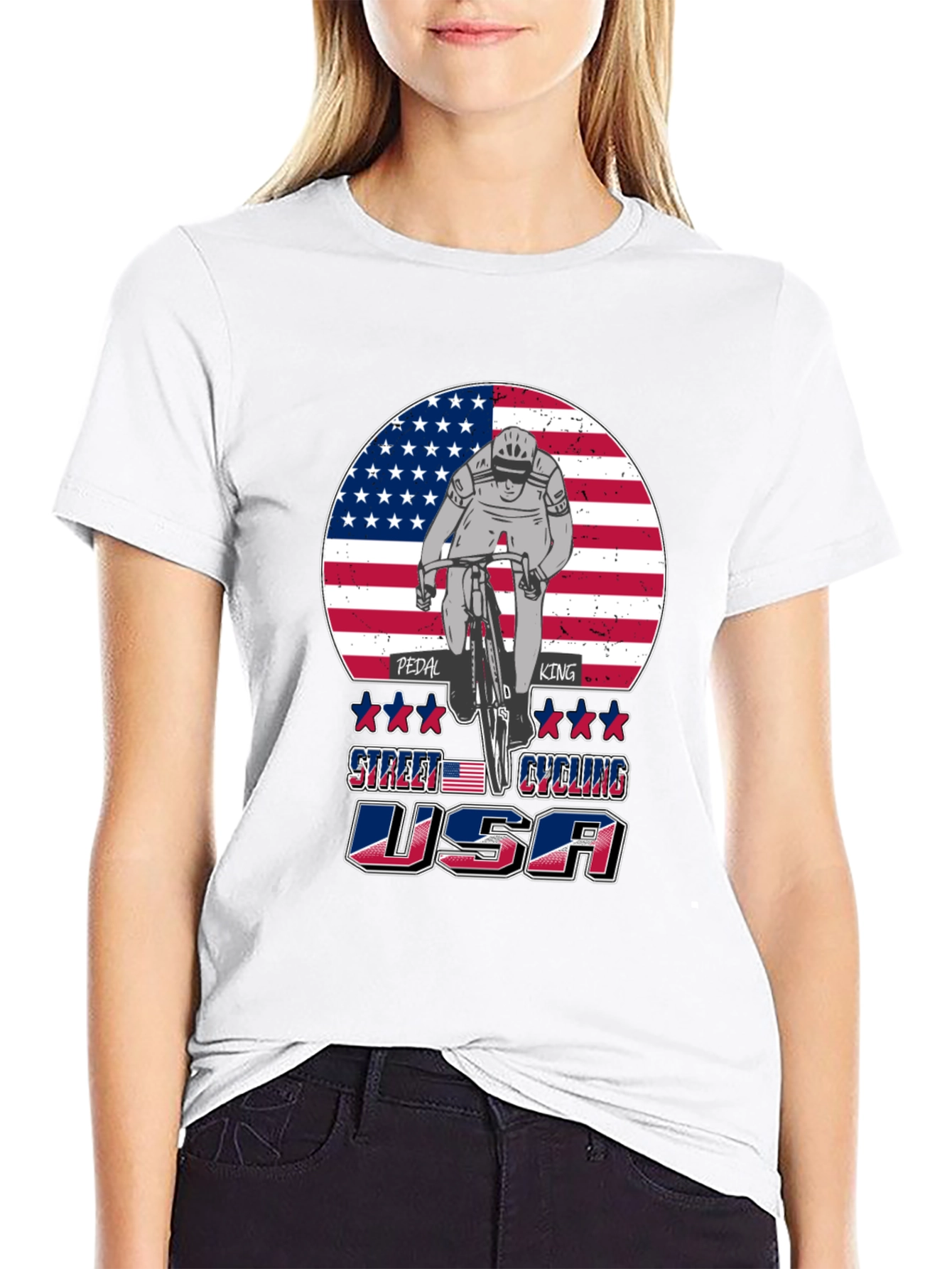 Patriotic Cycling T-Shirt - Pedal King USA