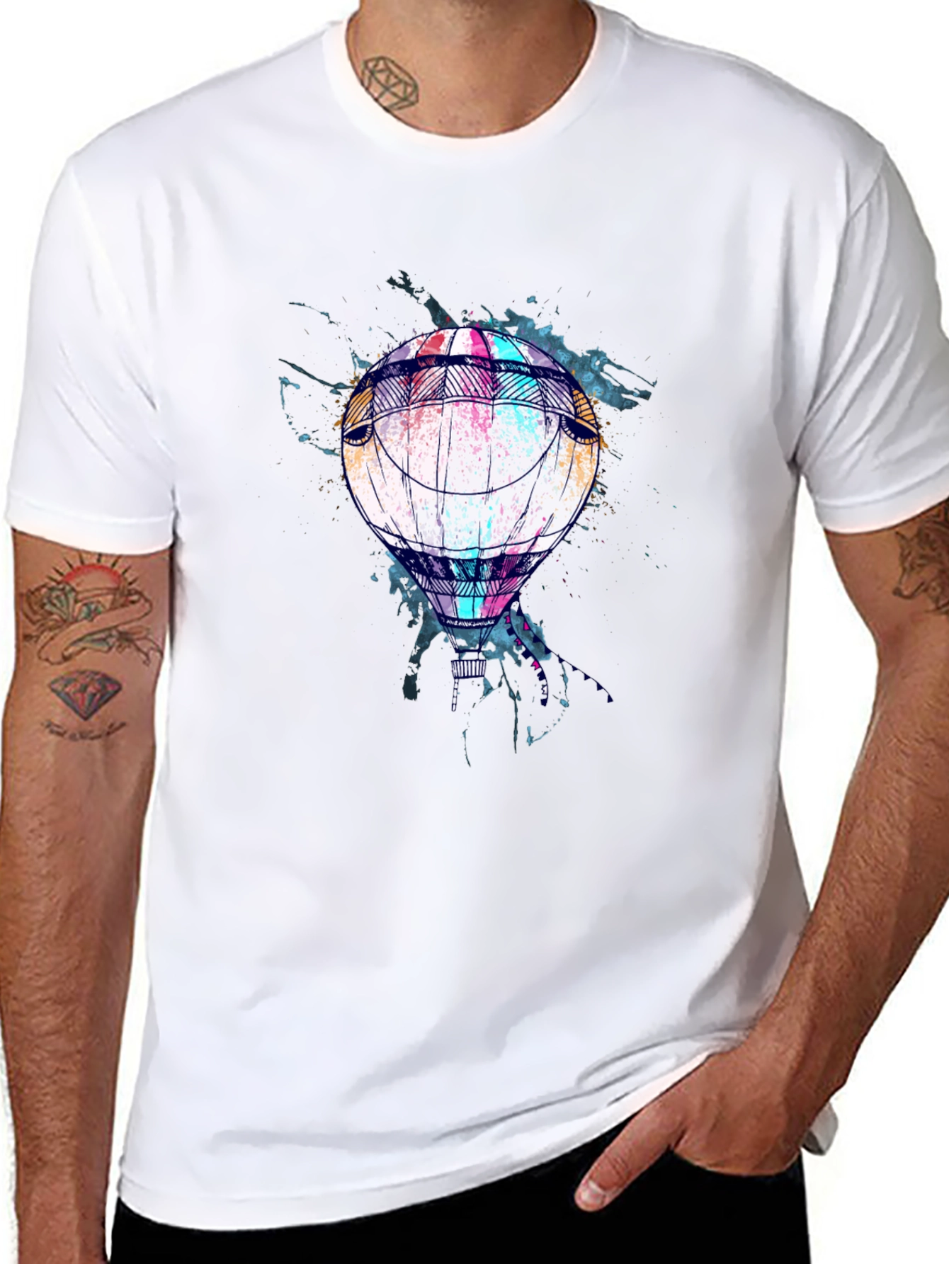 Balloon Graphic Print Mens Black T-Shirt
